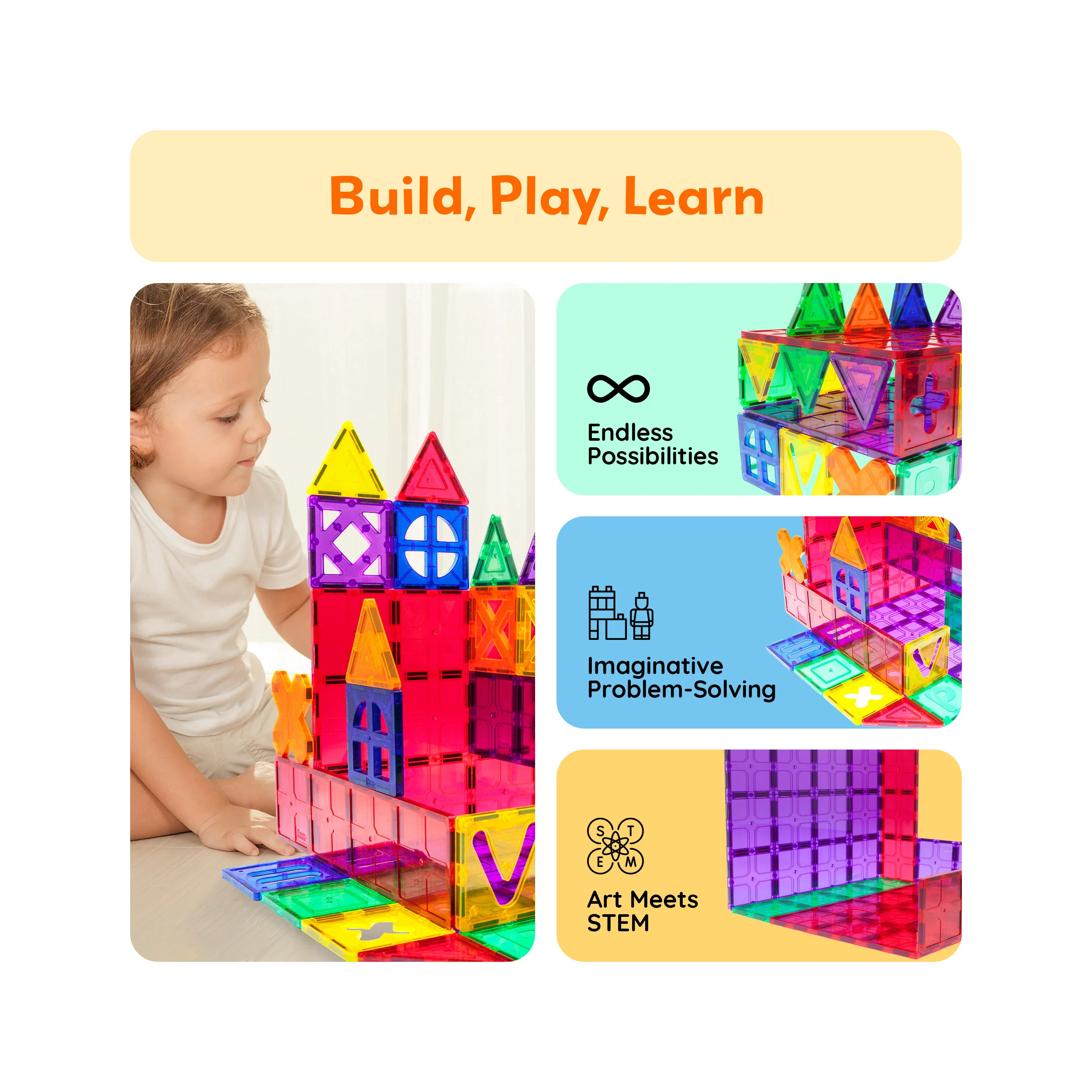 PicassoTiles 28pc XL Magnetic Tile Foundation Base Set - Image 4