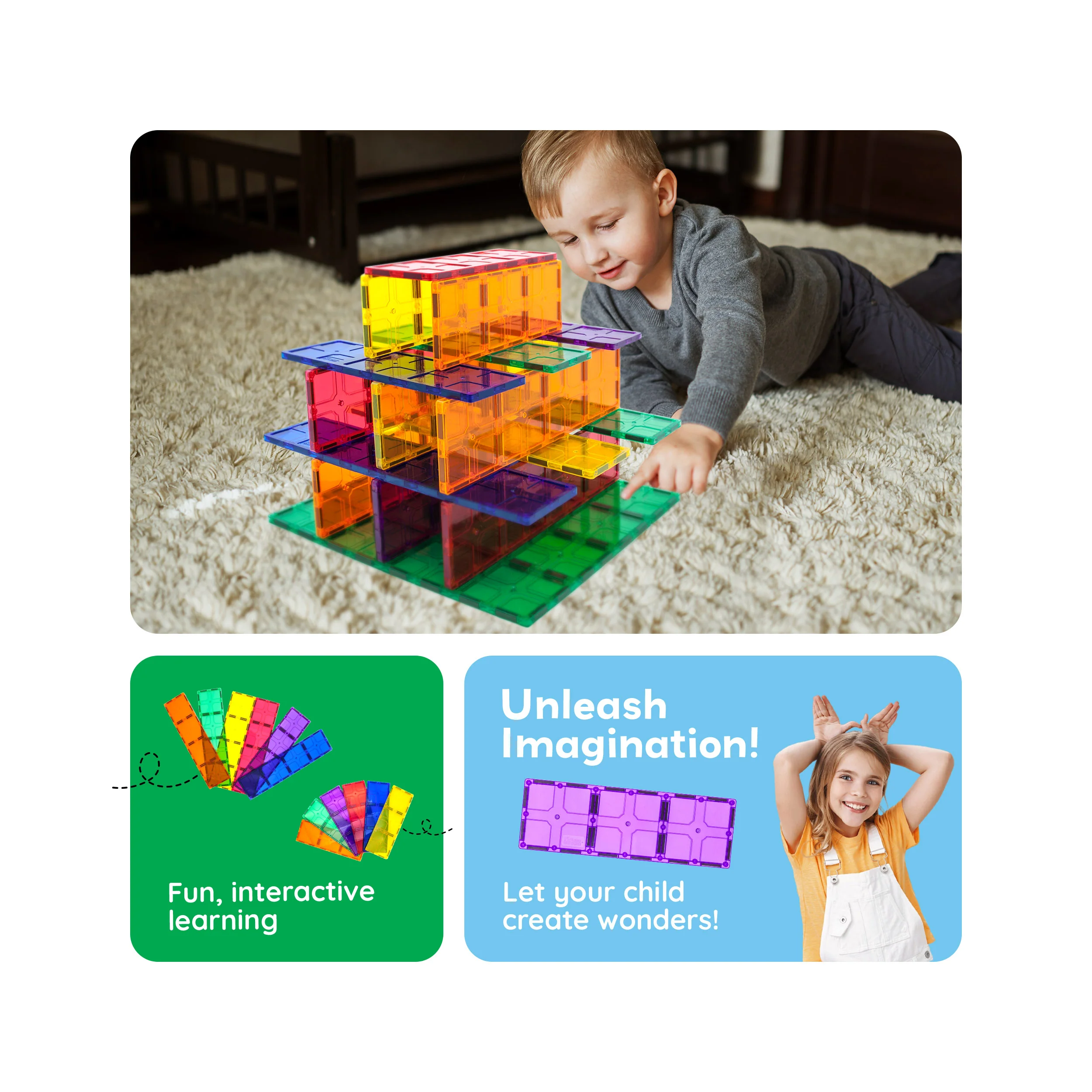PicassoTiles 28pc XL Magnetic Tile Foundation Base Set - Image 5