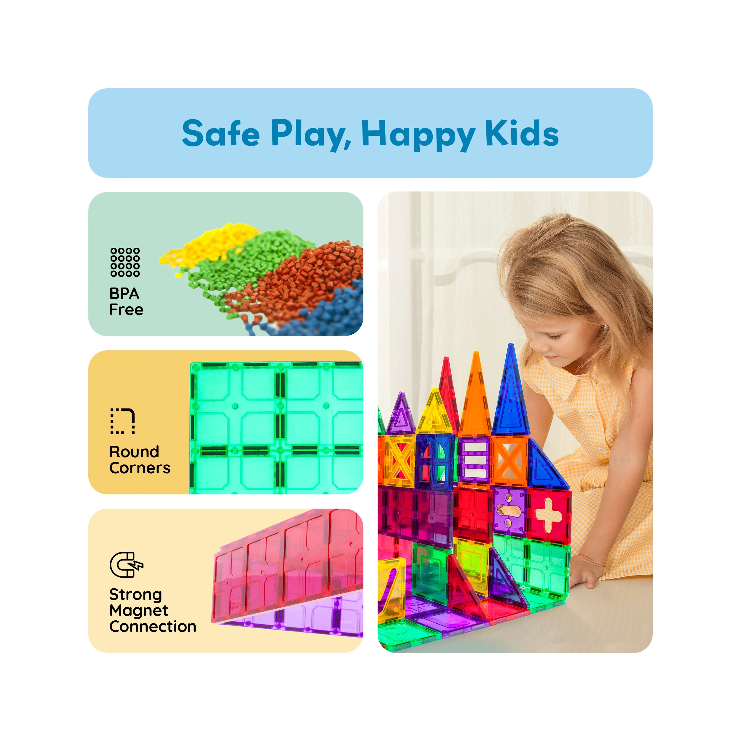 PicassoTiles 28pc XL Magnetic Tile Foundation Base Set - Image 6