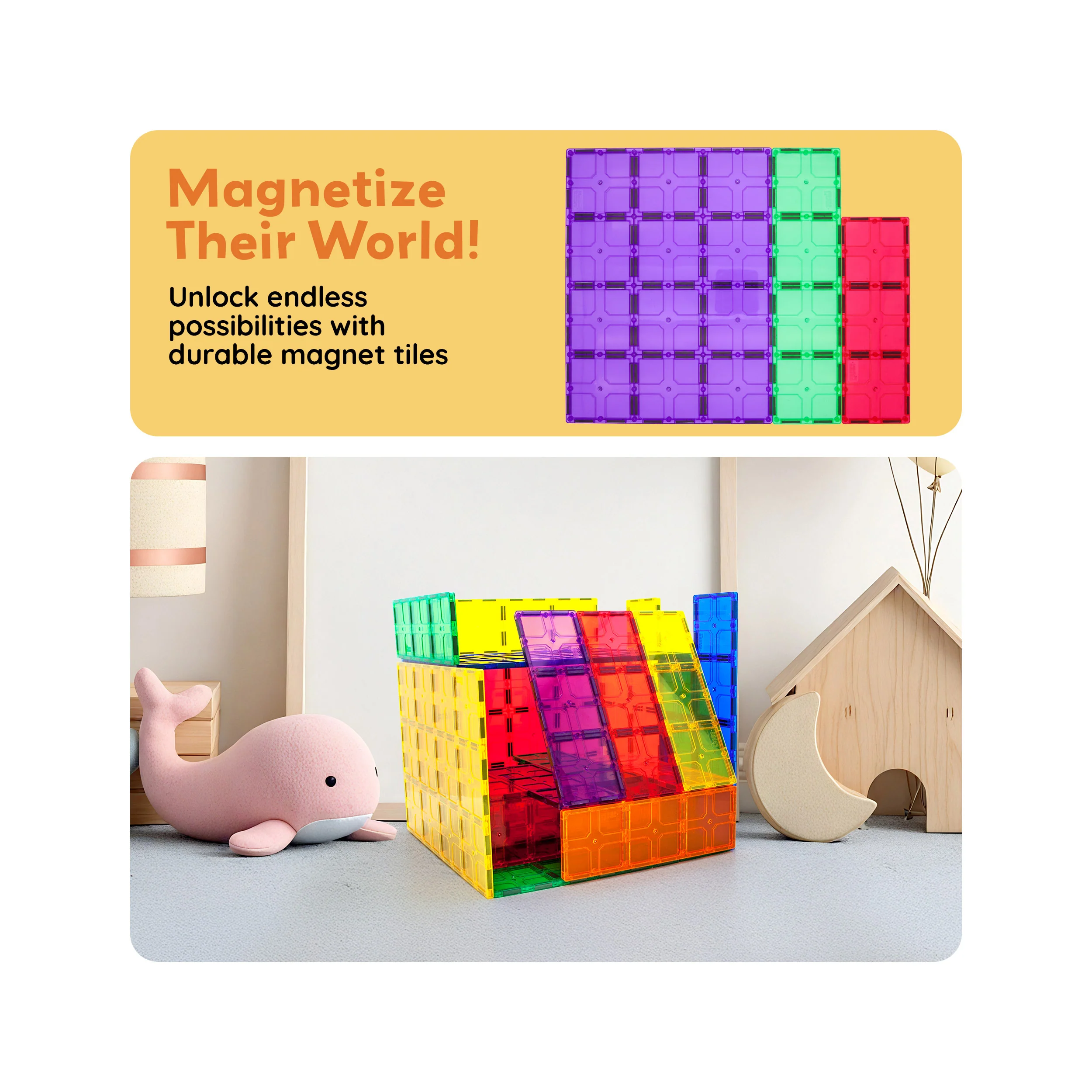 PicassoTiles 28pc XL Magnetic Tile Foundation Base Set - Image 7