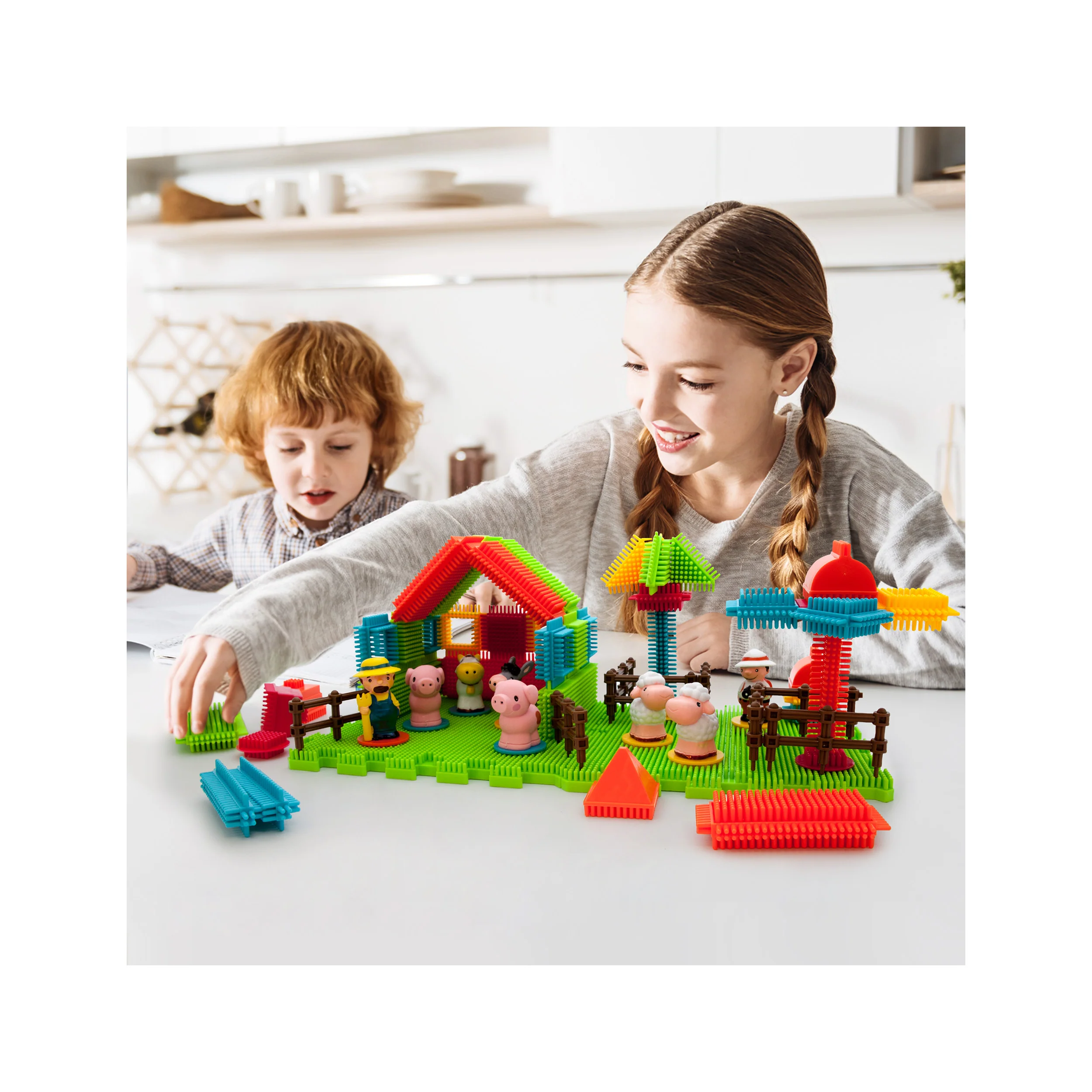 PicassoTiles Soft Building Blocks Hedgehog Farm Set - Image 2