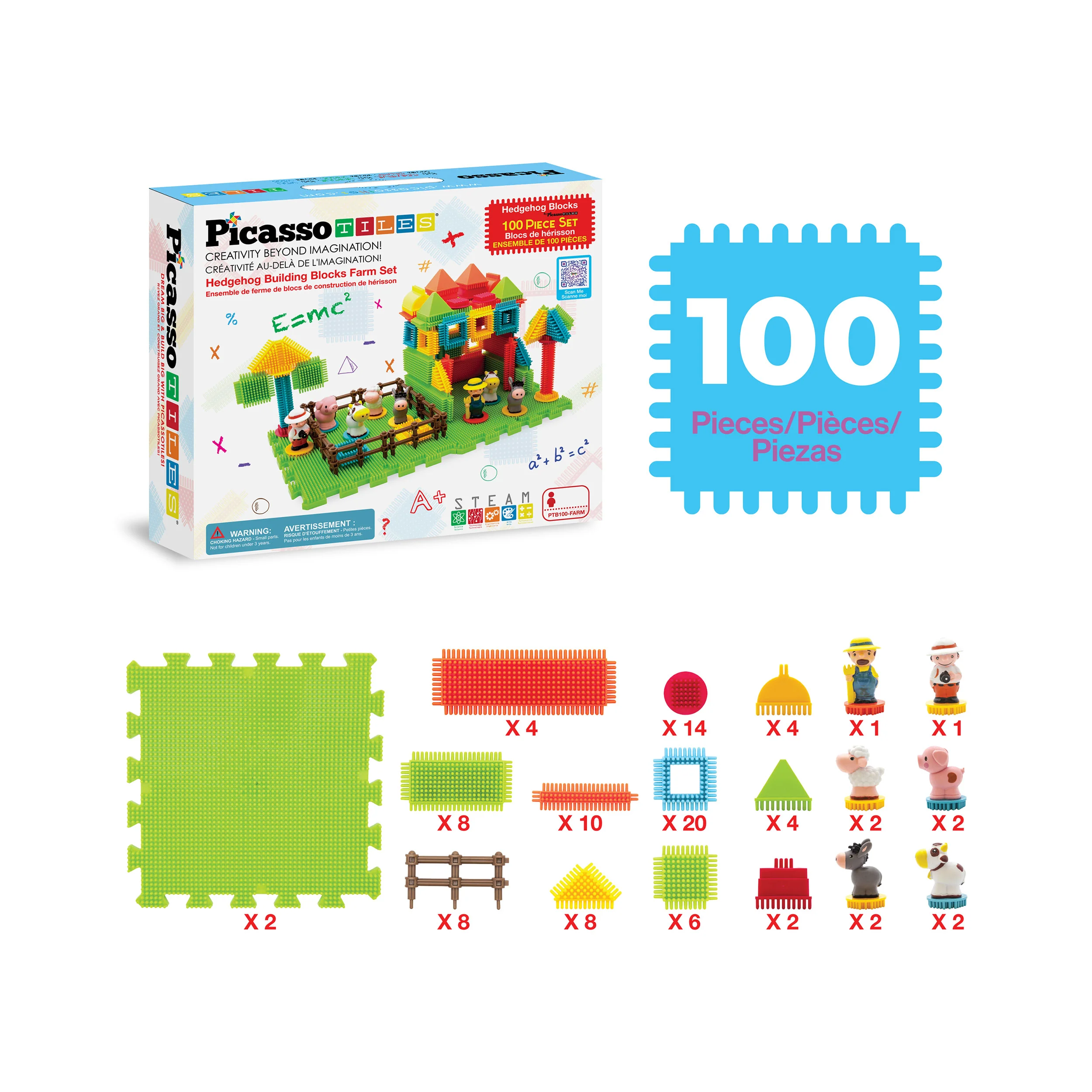 PicassoTiles Soft Building Blocks Hedgehog Farm Set - Image 3