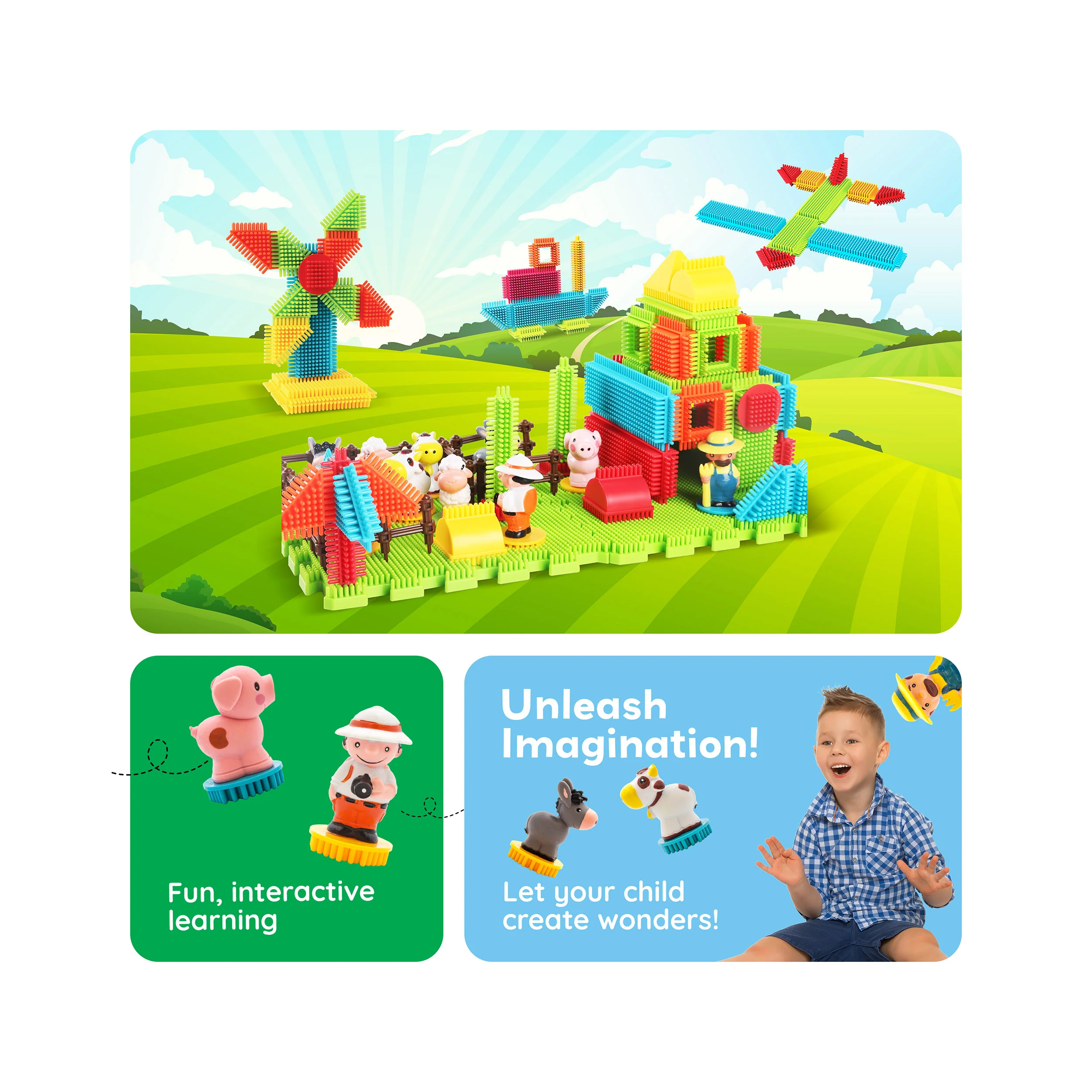 PicassoTiles Soft Building Blocks Hedgehog Farm Set - Image 5