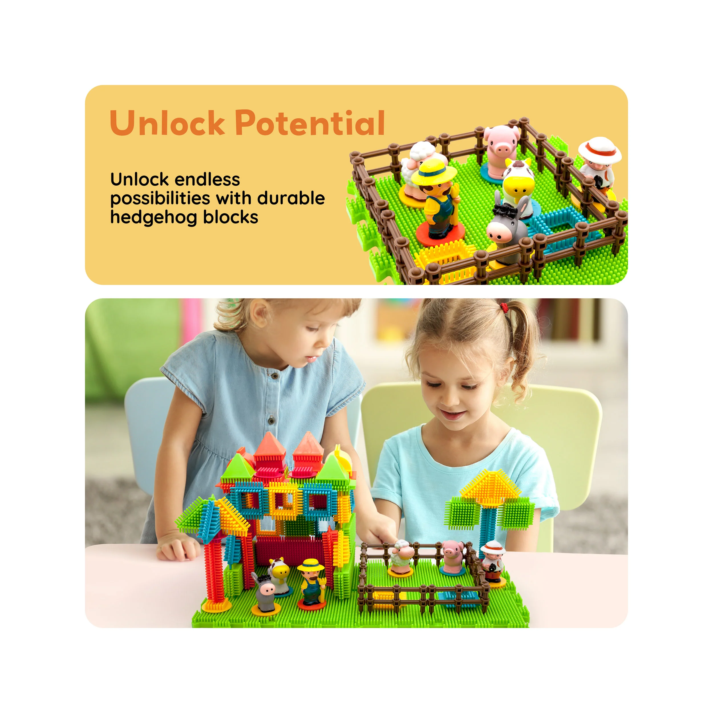 PicassoTiles Soft Building Blocks Hedgehog Farm Set - Image 7