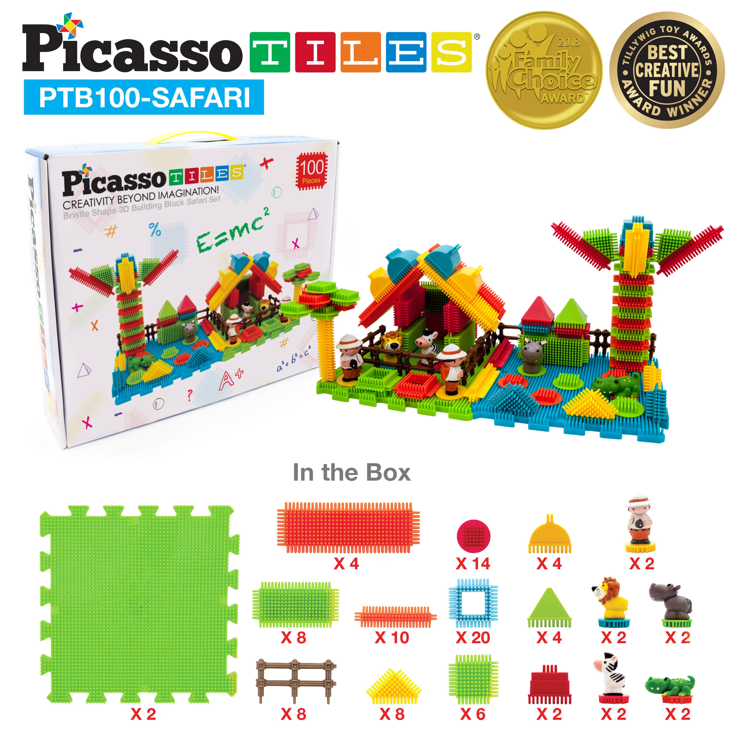 PicassoTiles 100pc Hedgehog Building Block Safari Theme Set - Image 7