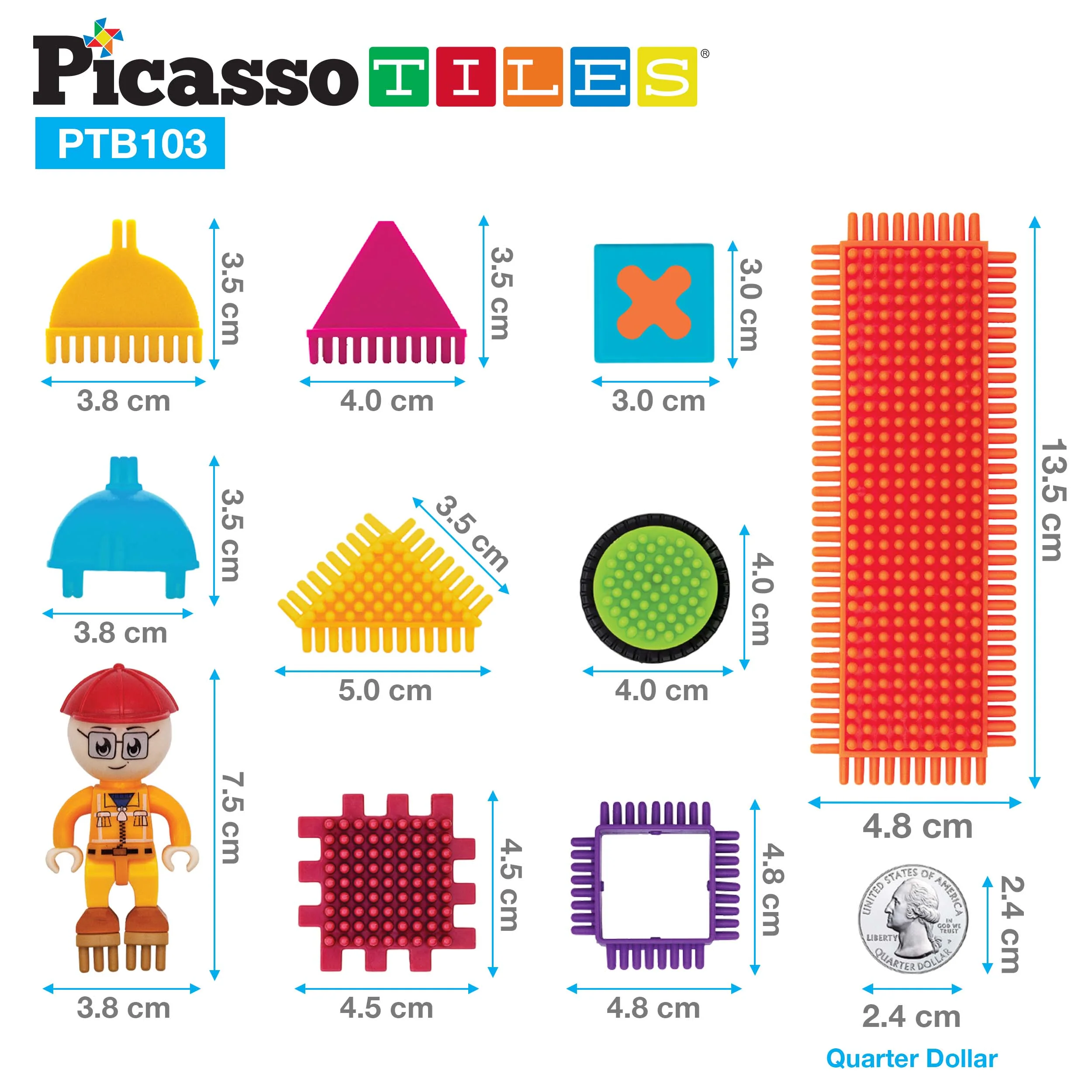 PicassoTiles 103pc Train Theme Hedgehog Building Blocks Set - Image 6