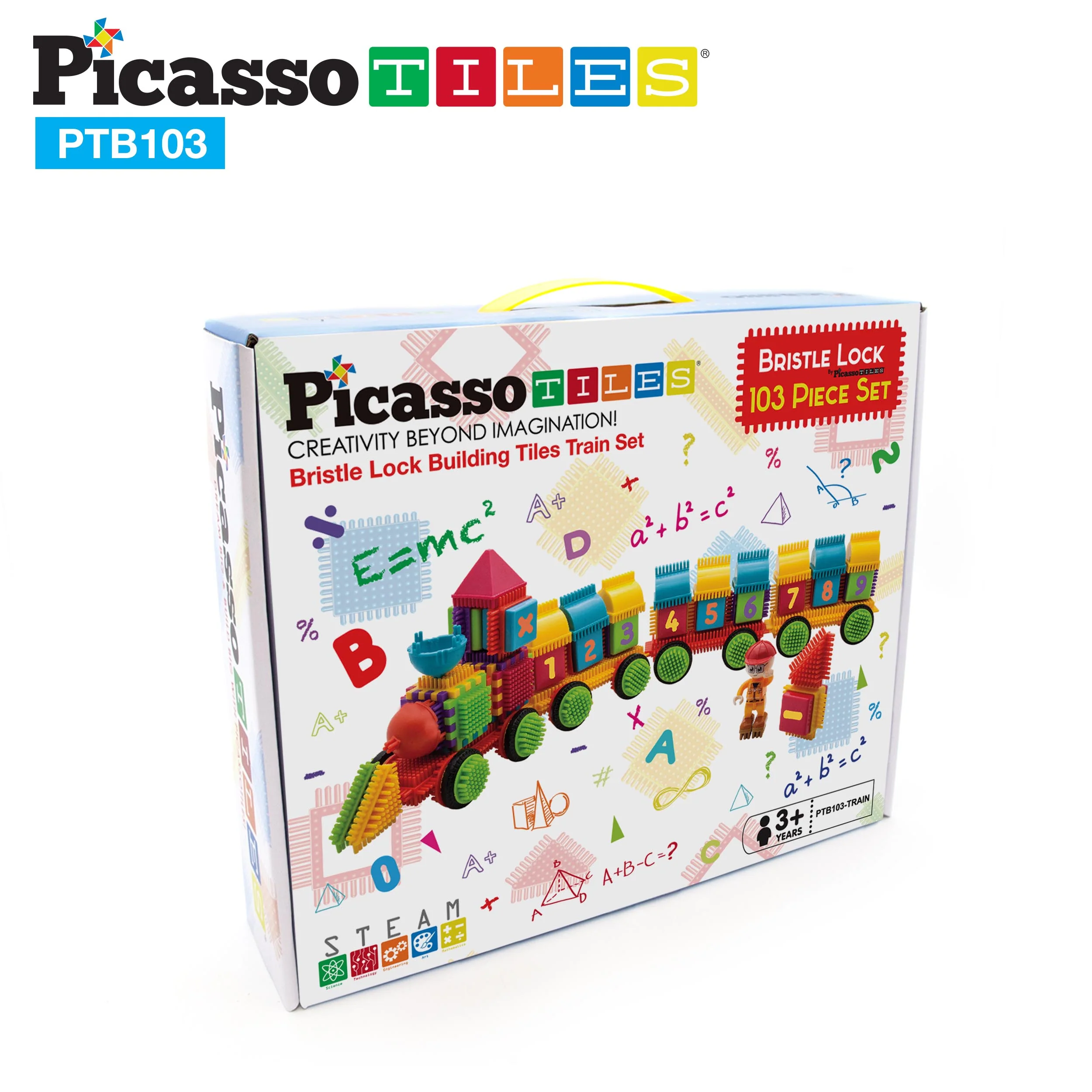 PicassoTiles 103pc Train Theme Hedgehog Building Blocks Set - Image 8