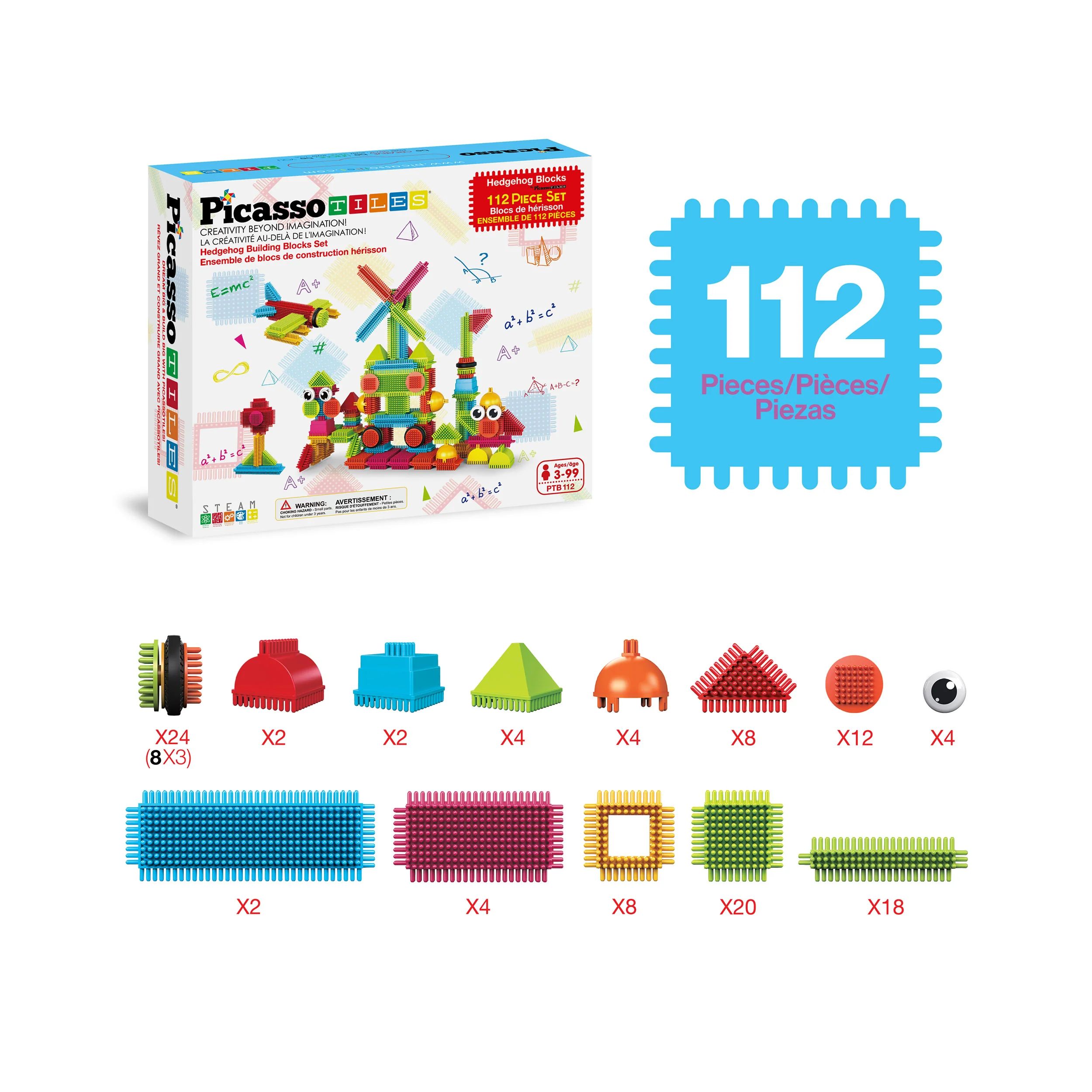 PicassoTiles 112pc Hedgehog Building Blocks Building Set - Image 3