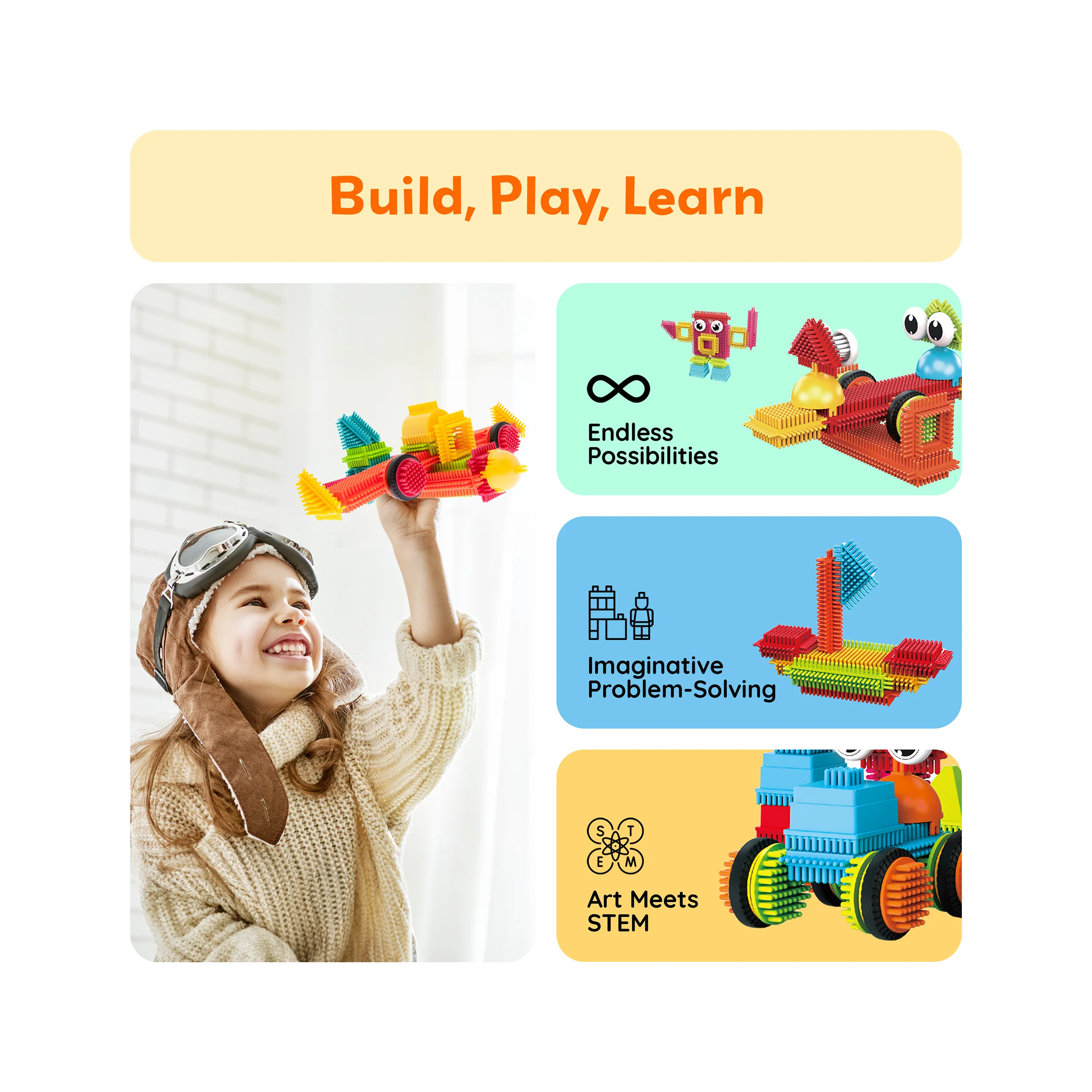 PicassoTiles 112pc Hedgehog Building Blocks Building Set - Image 4