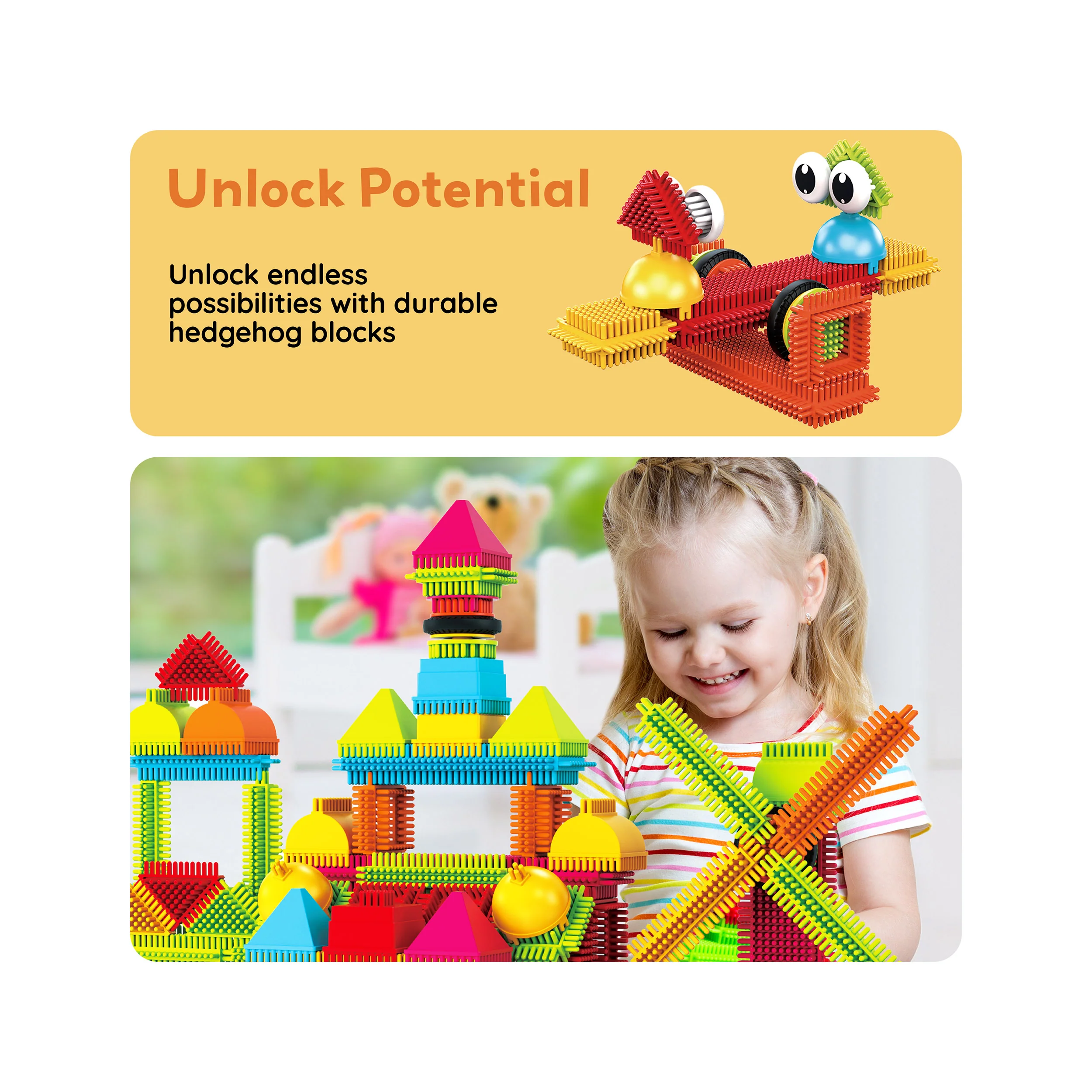 PicassoTiles 112pc Hedgehog Building Blocks Building Set - Image 7