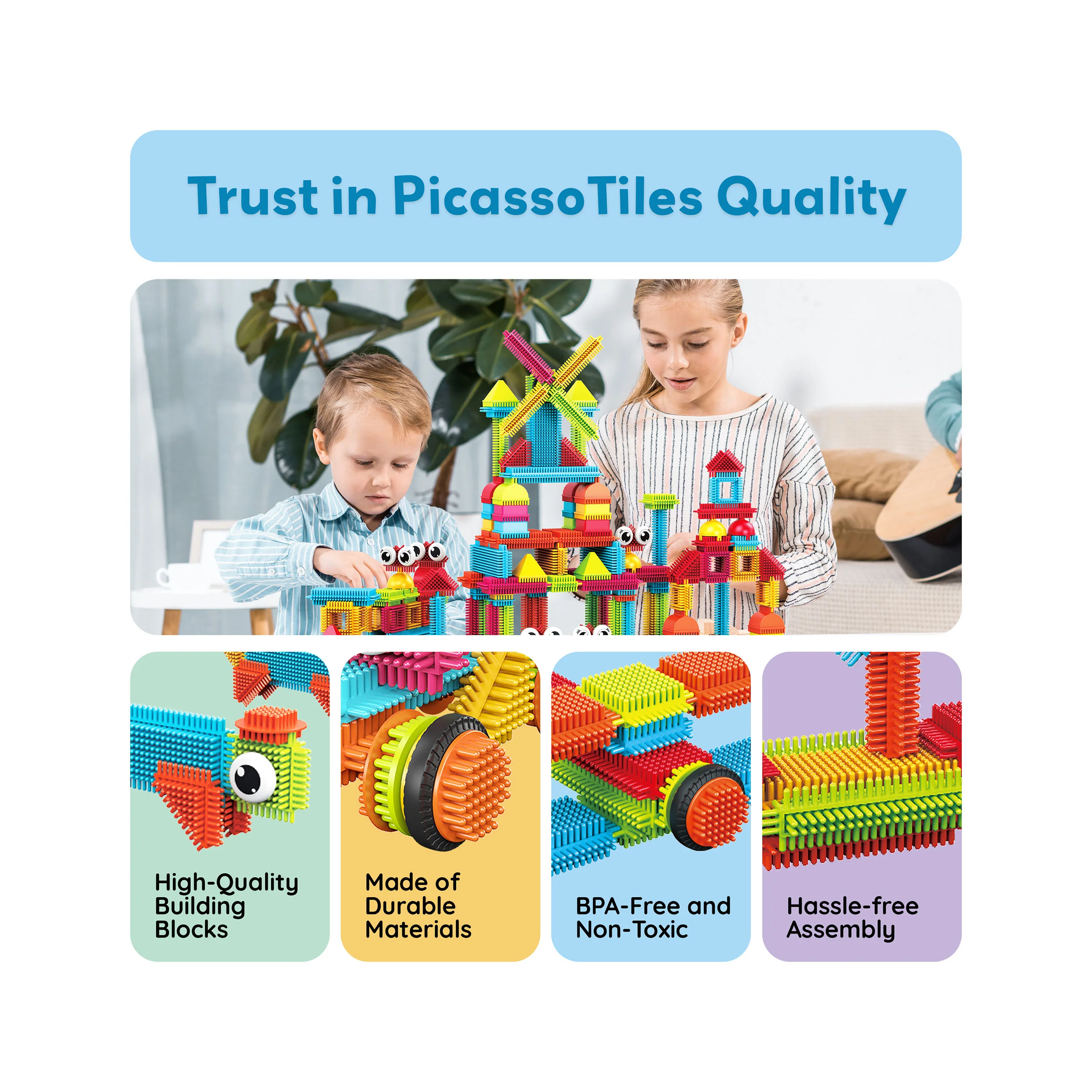 PicassoTiles 112pc Hedgehog Building Blocks Building Set - Image 8