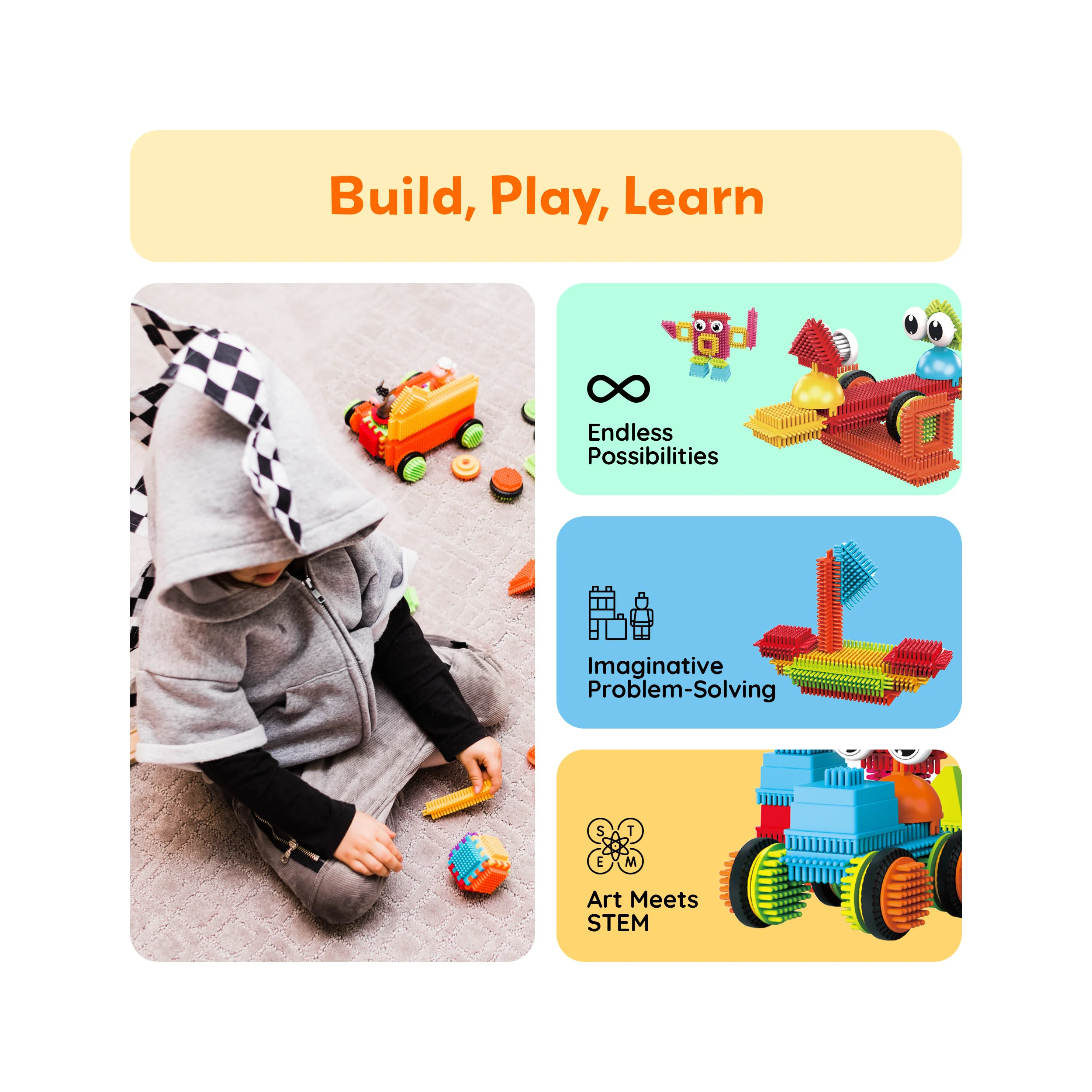 PicassoTiles 116pc Hedgehog Building Block Building Set - Image 4