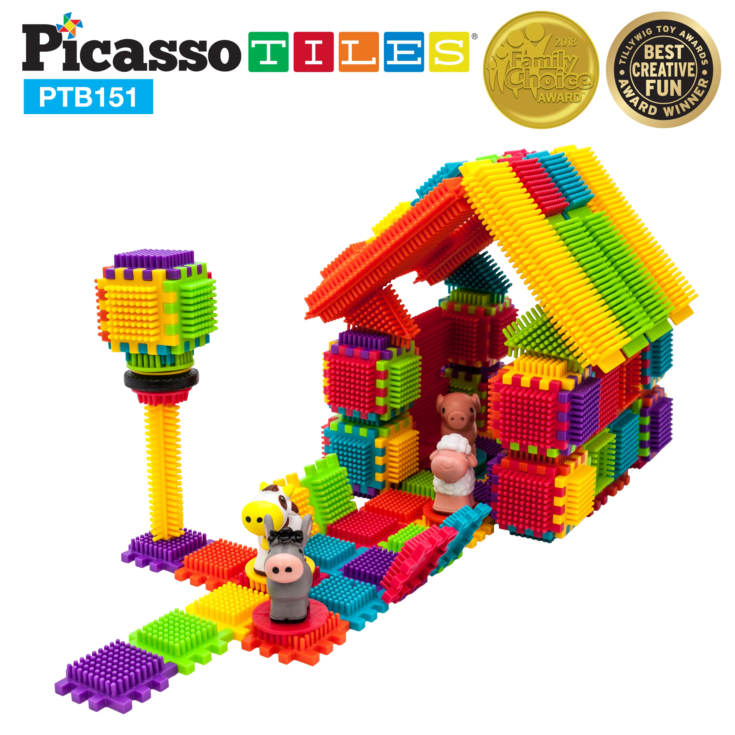 PicassoTiles 151pc Hedgehog Building Block Truck Theme - Image 3