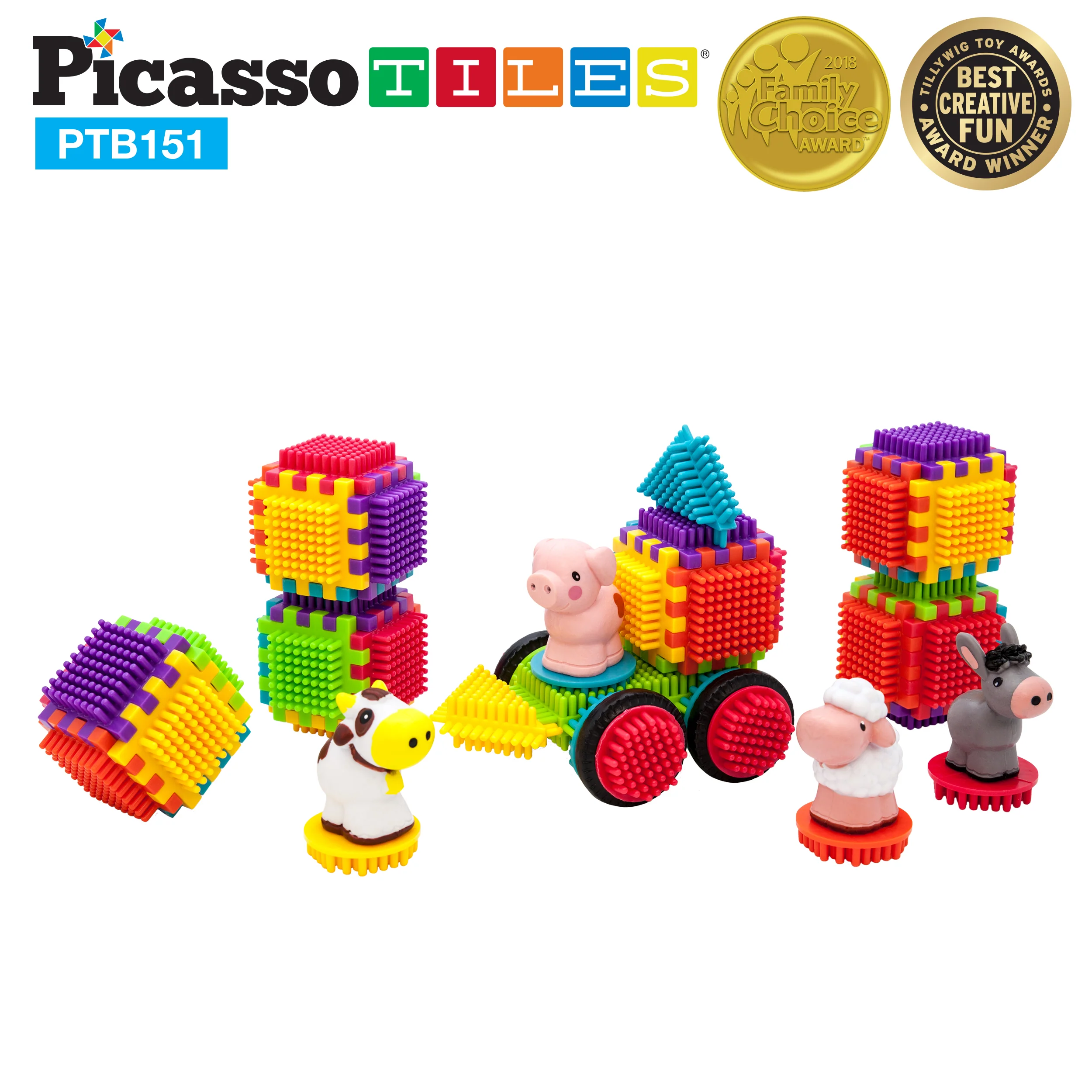 PicassoTiles 151pc Hedgehog Building Block Truck Theme - Image 4