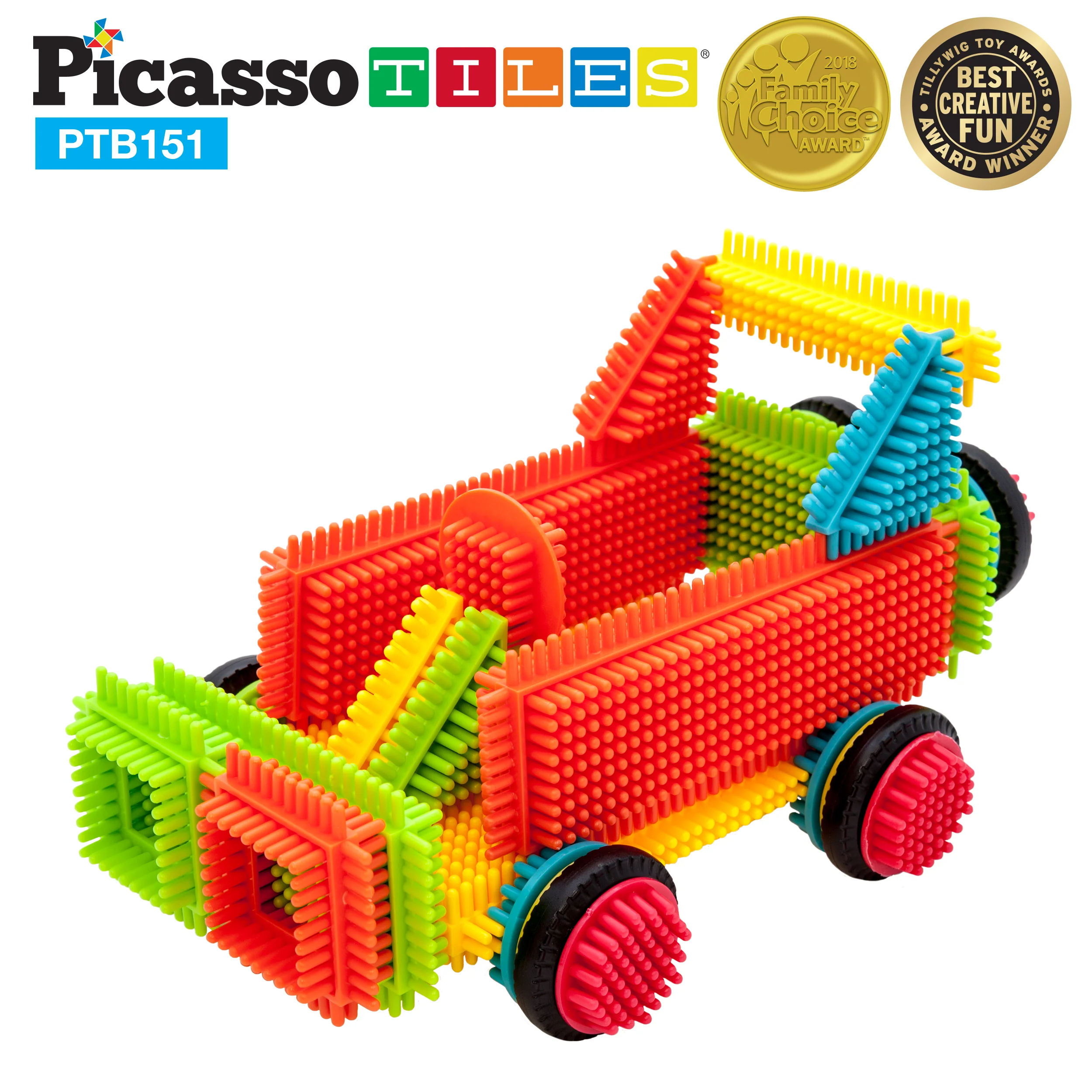 PicassoTiles 151pc Hedgehog Building Block Truck Theme - Image 5