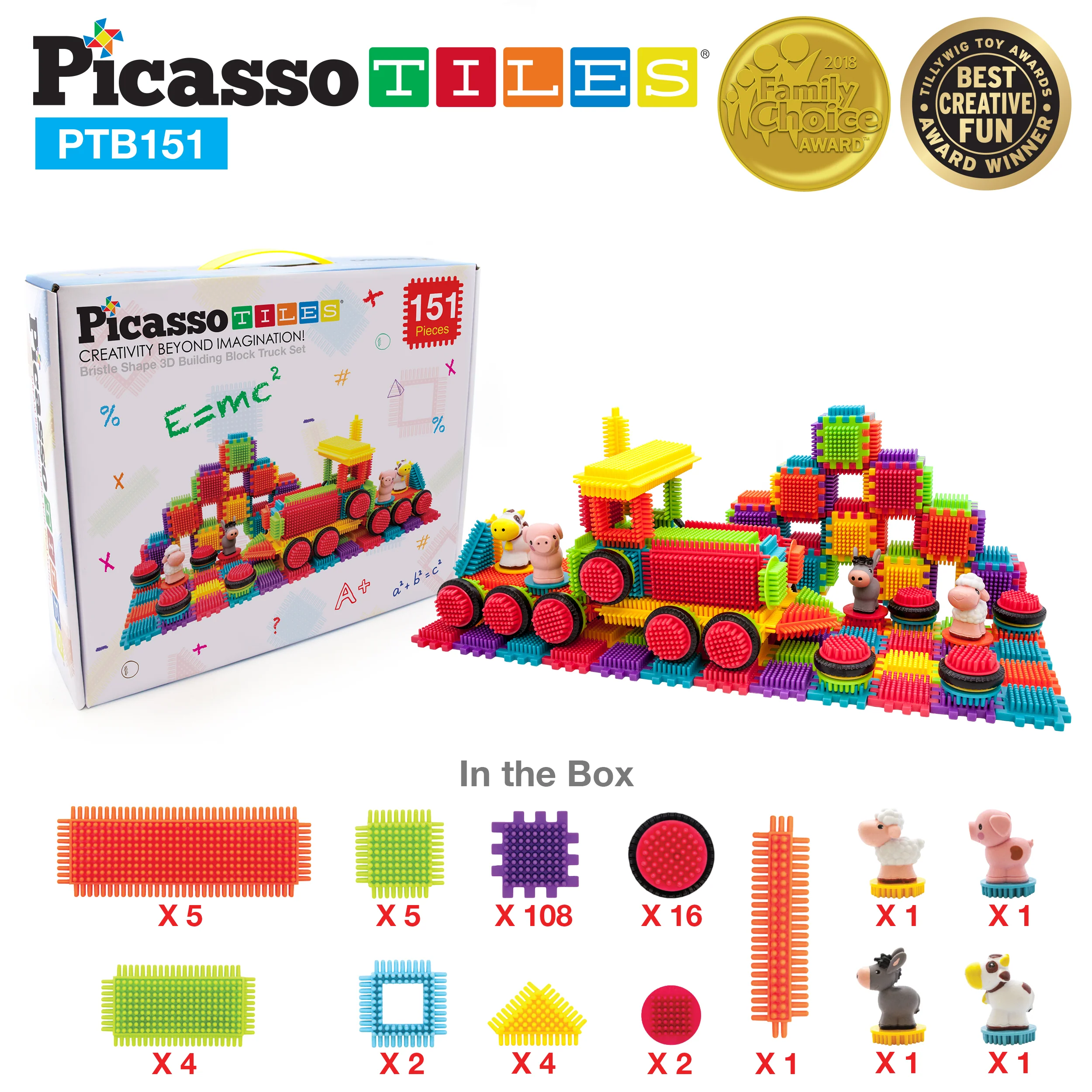 PicassoTiles 151pc Hedgehog Building Block Truck Theme - Image 7