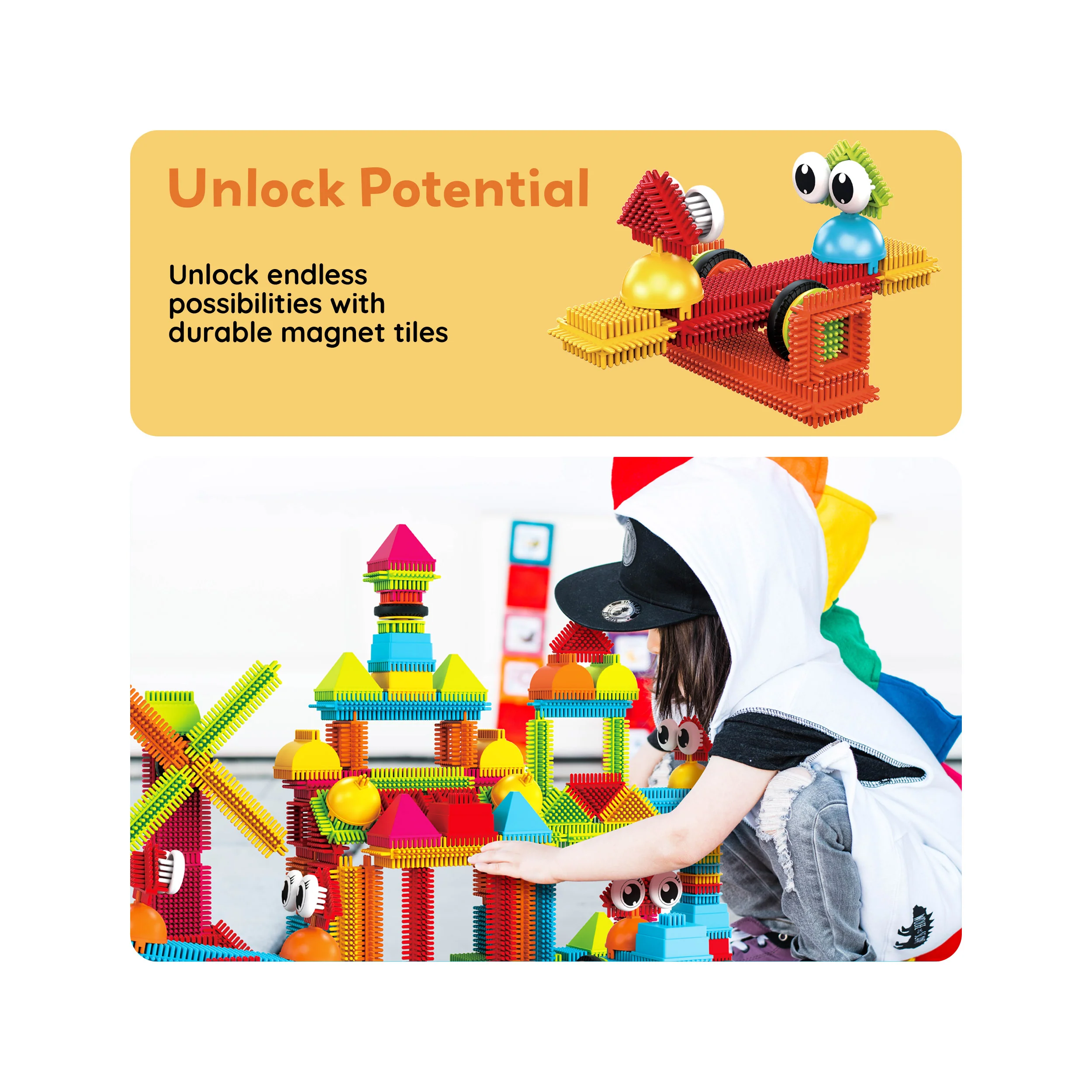 PicassoTiles 240pc Hedgehog Building Blocks w/ Idea Booklet - Image 7