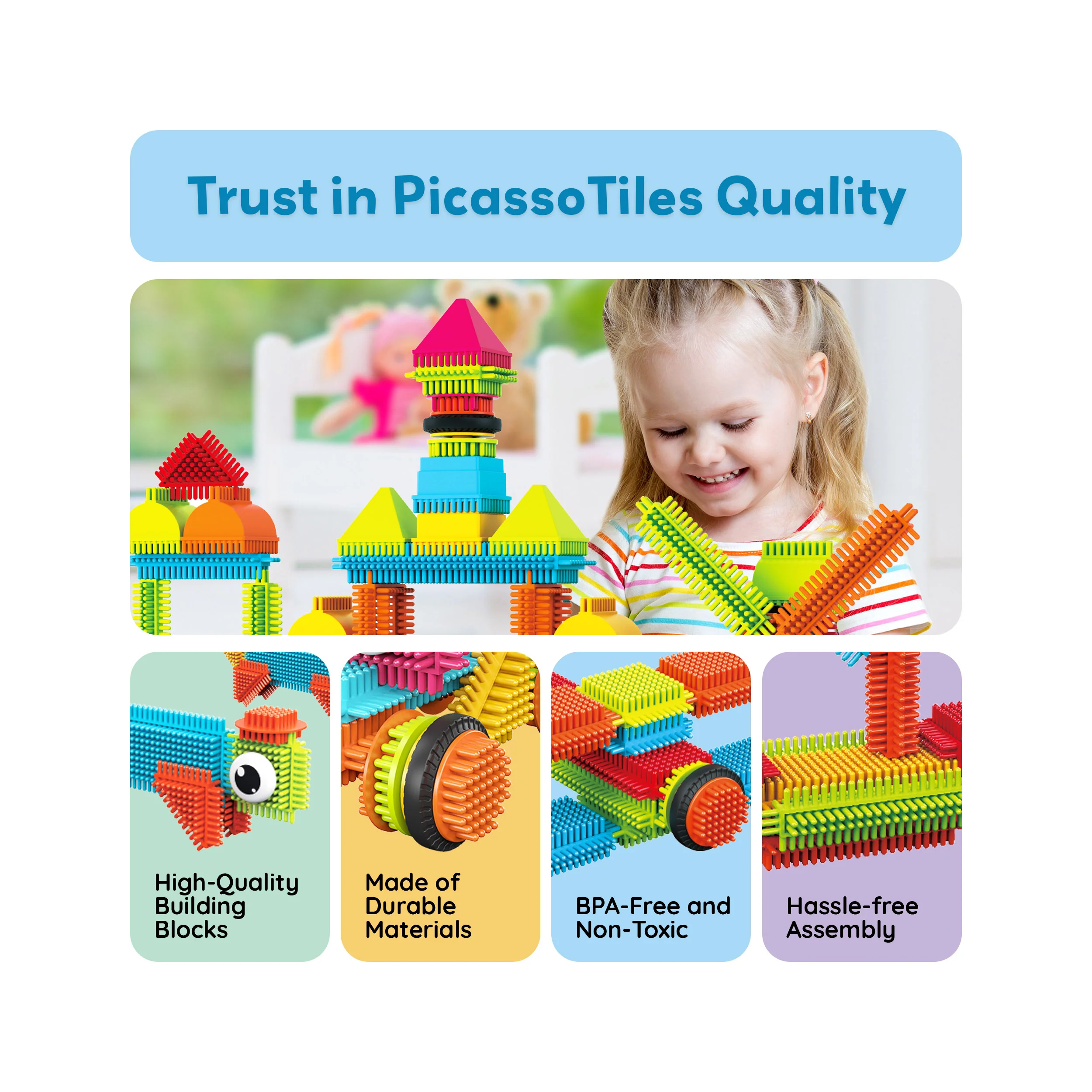 PicassoTiles 240pc Hedgehog Building Blocks w/ Idea Booklet - Image 8