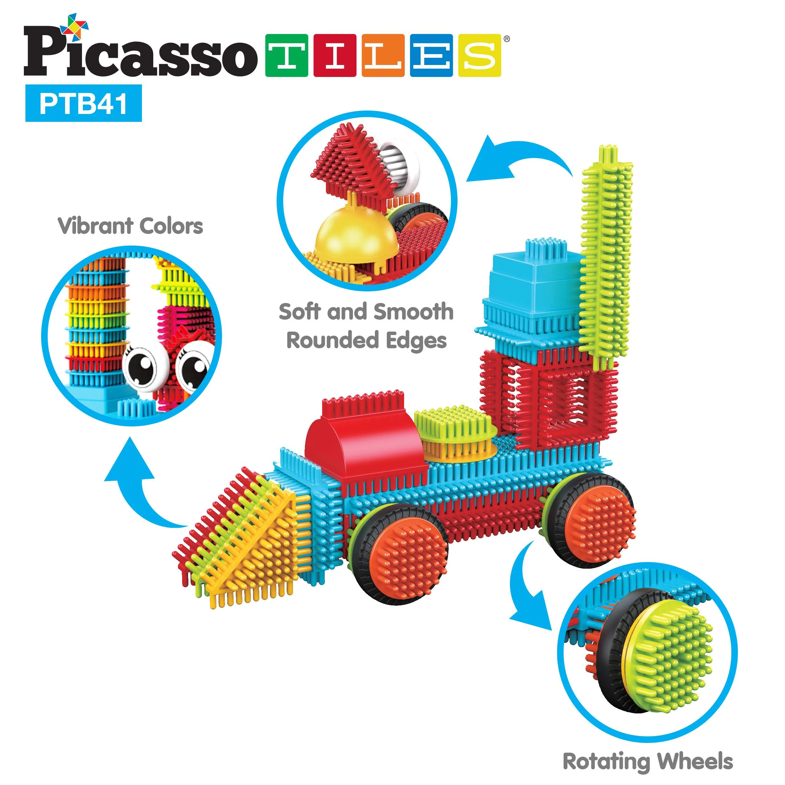 PicassoTiles 41 Piece Hedgehog Building Blocks Set with Idea Booklet - Image 4