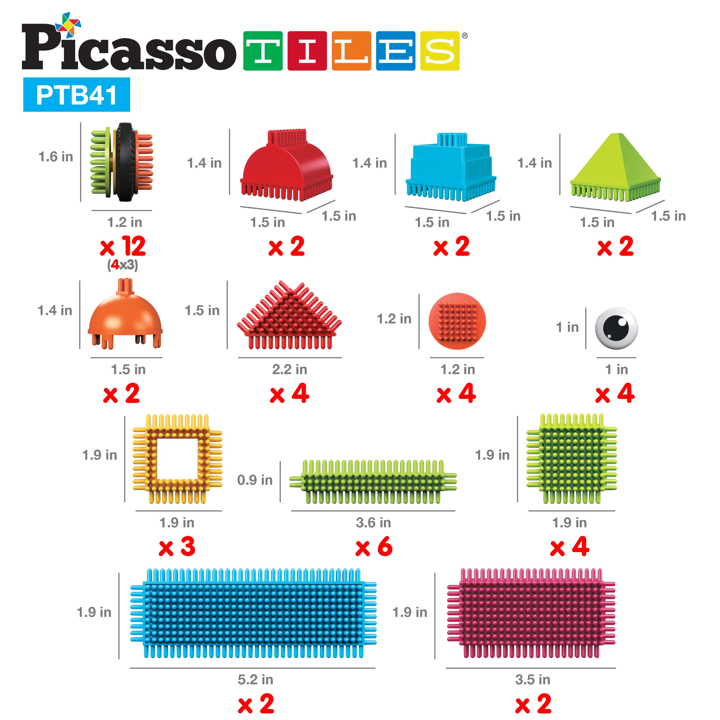 PicassoTiles 41 Piece Hedgehog Building Blocks Set with Idea Booklet - Image 6