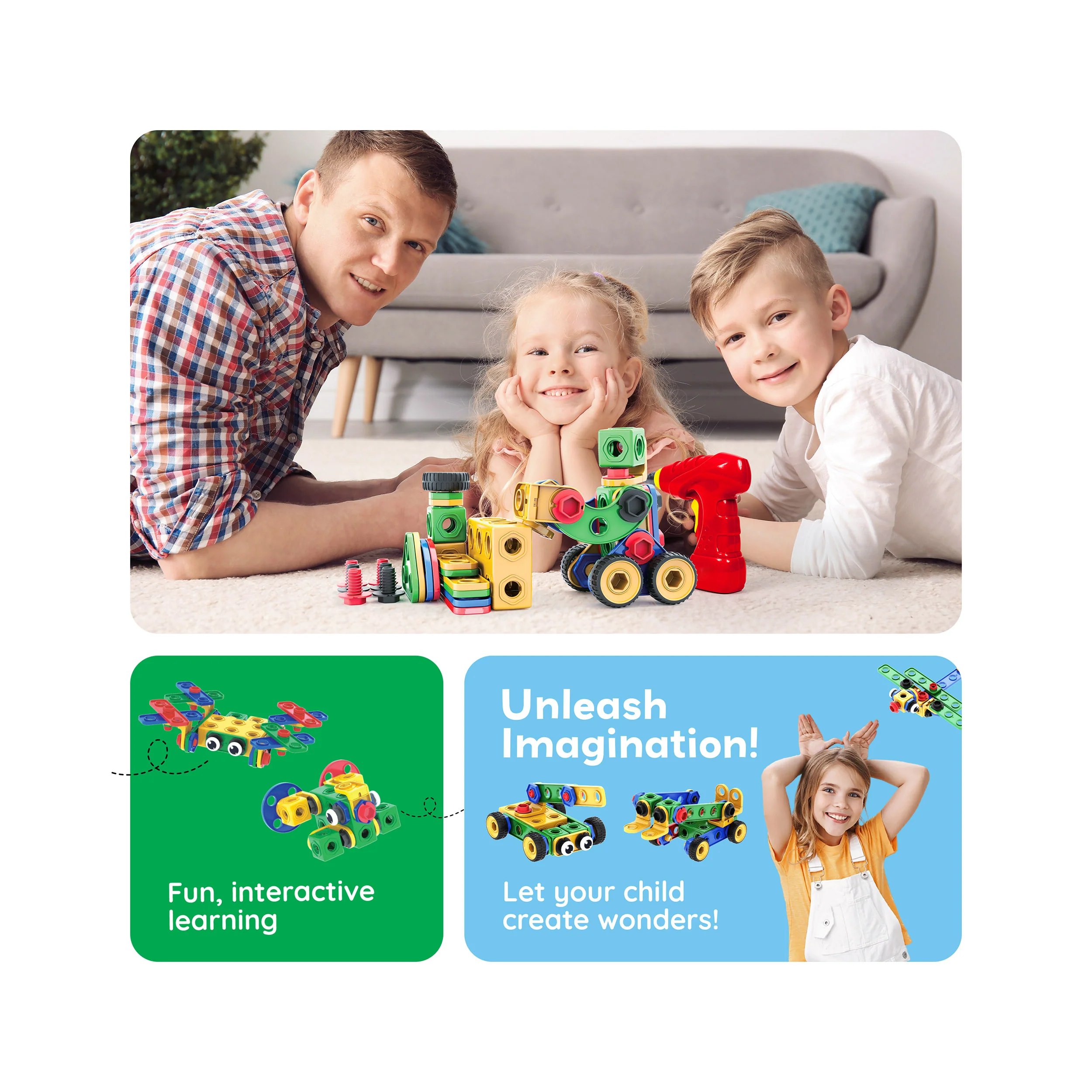PicassoTiles 201pc Engineering Construction Set with Power Drill - Image 5