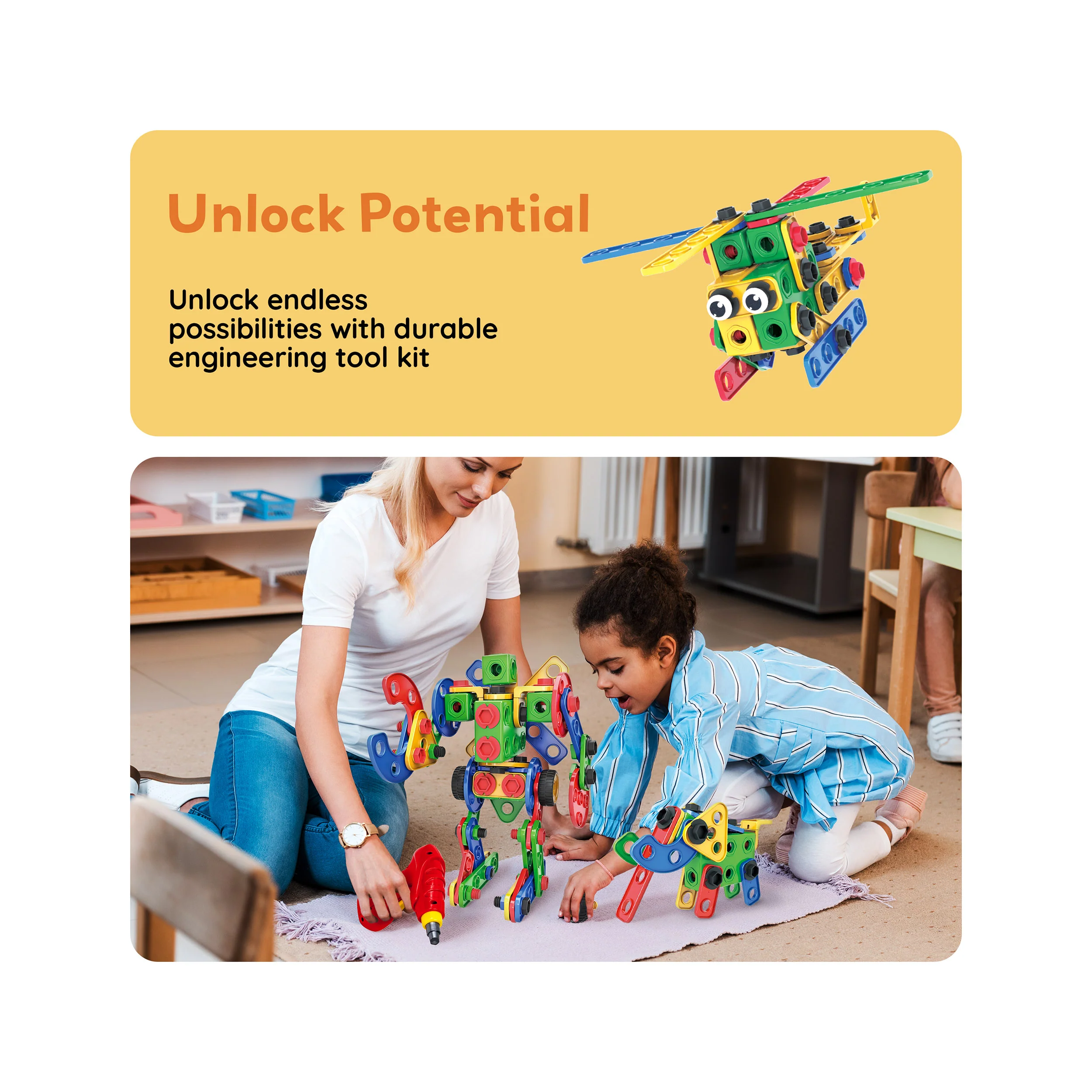 PicassoTiles 201pc Engineering Construction Set with Power Drill - Image 7