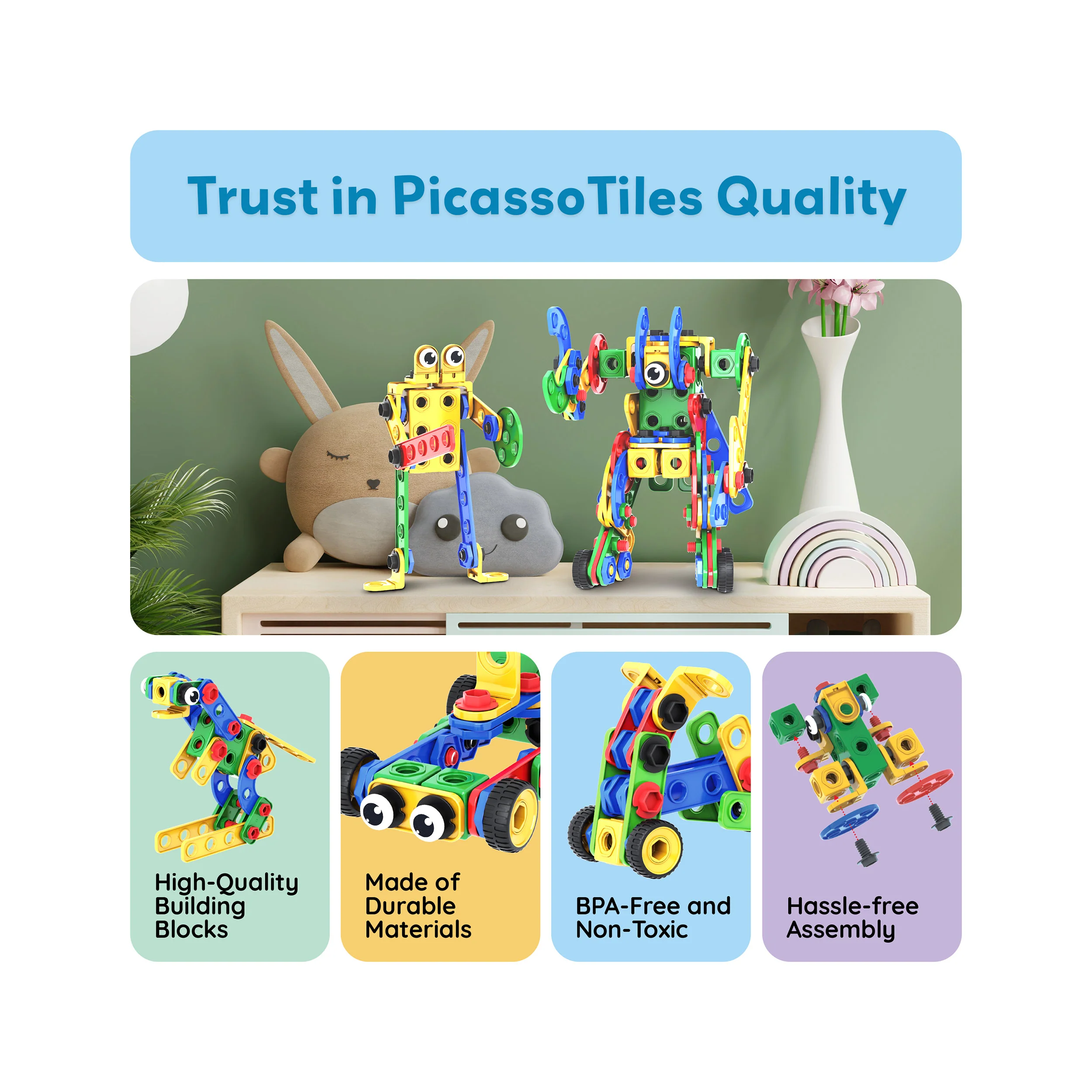 PicassoTiles 201pc Engineering Construction Set with Power Drill - Image 8