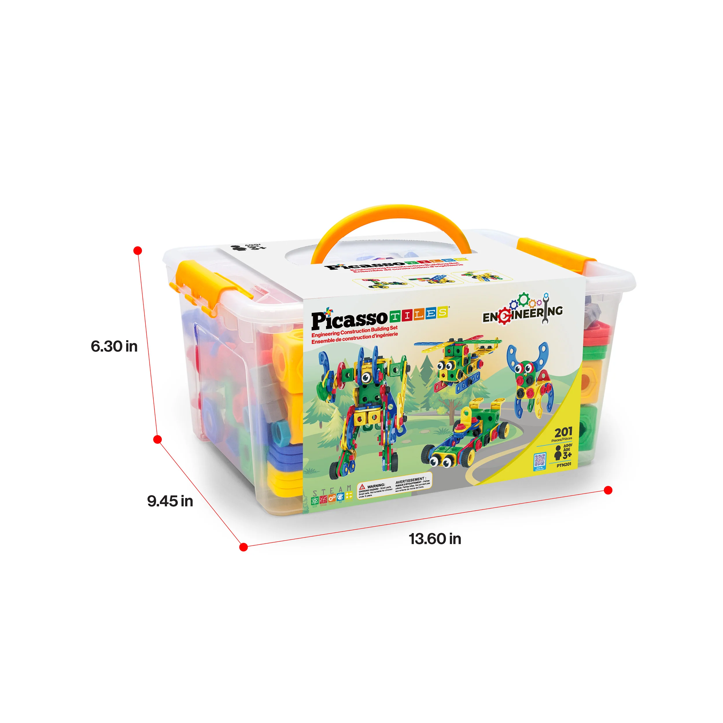 PicassoTiles 201pc Engineering Construction Set with Power Drill - Image 9