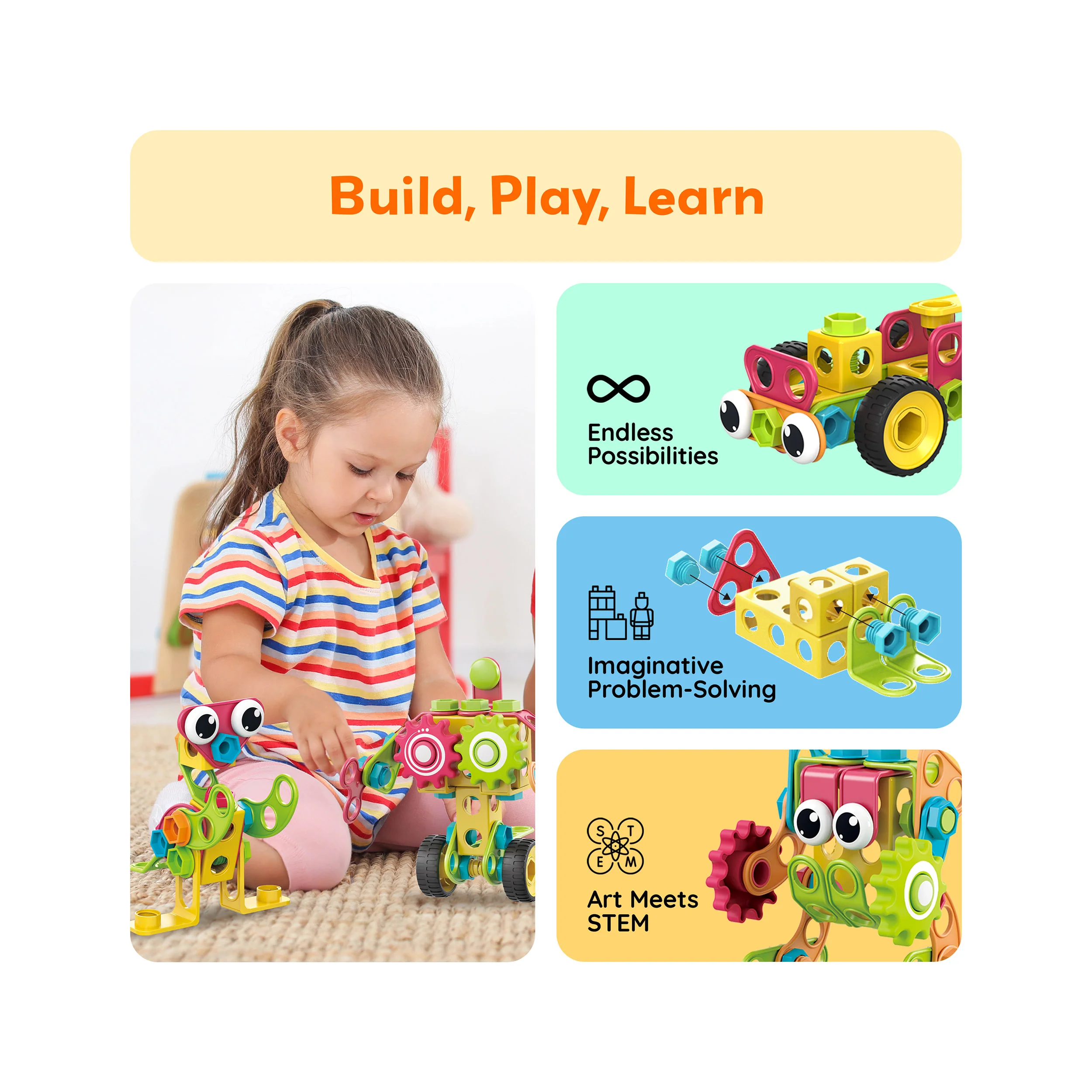 PicassoTiles Engineering Construction Set with Toy Power Drill - 250 Pieces - Image 4