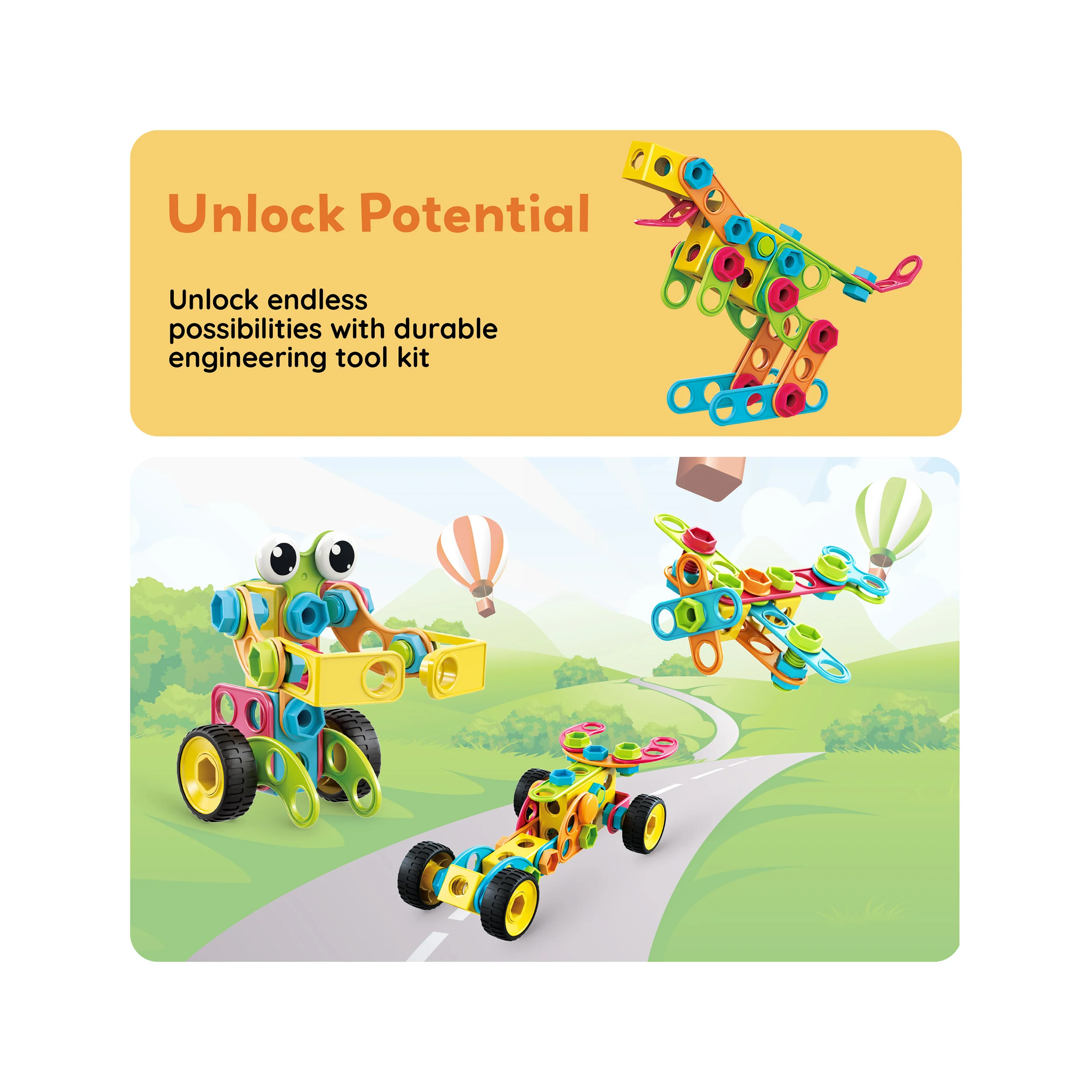 PicassoTiles Engineering Construction Set with Toy Power Drill - 250 Pieces - Image 7