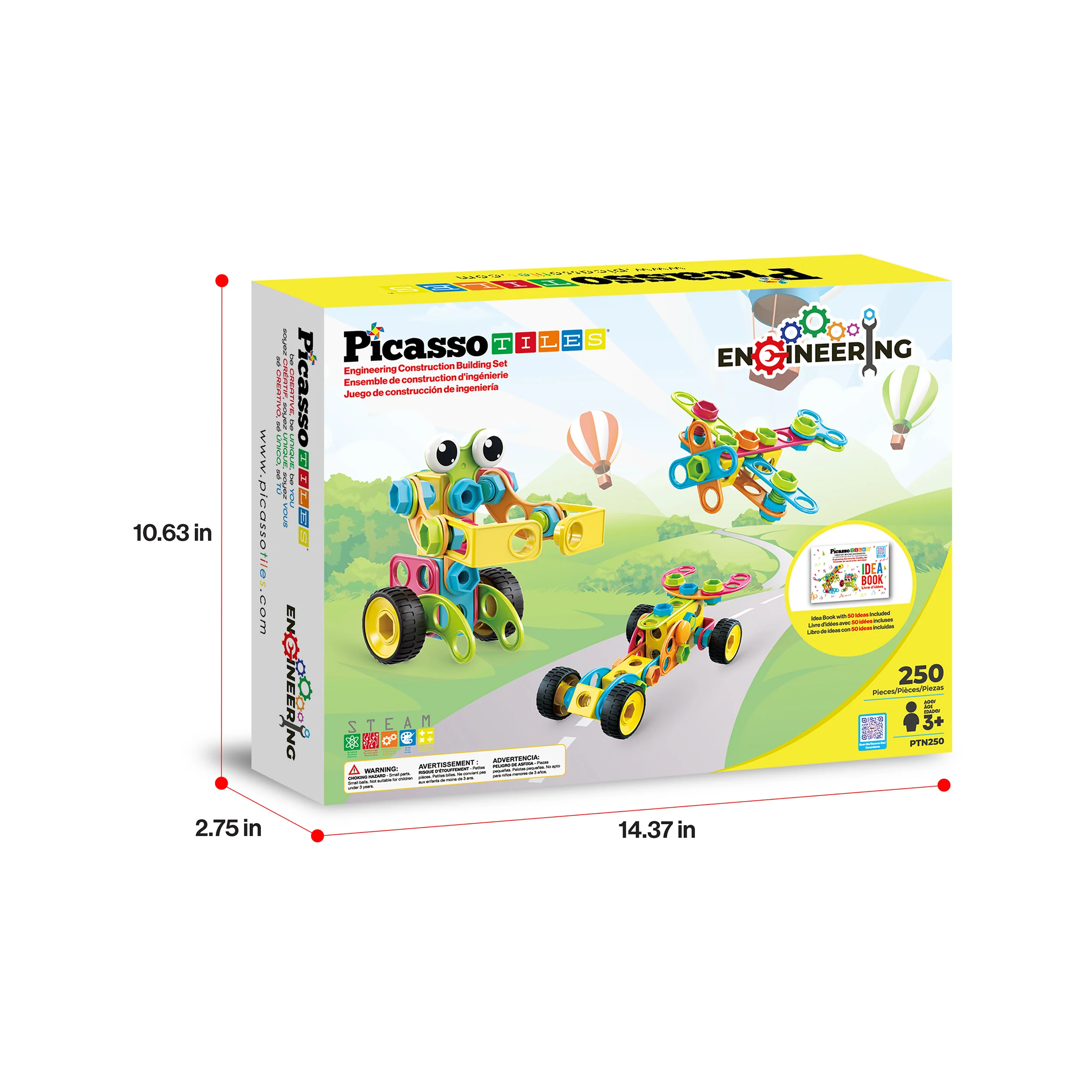 PicassoTiles Engineering Construction Set with Toy Power Drill - 250 Pieces - Image 9