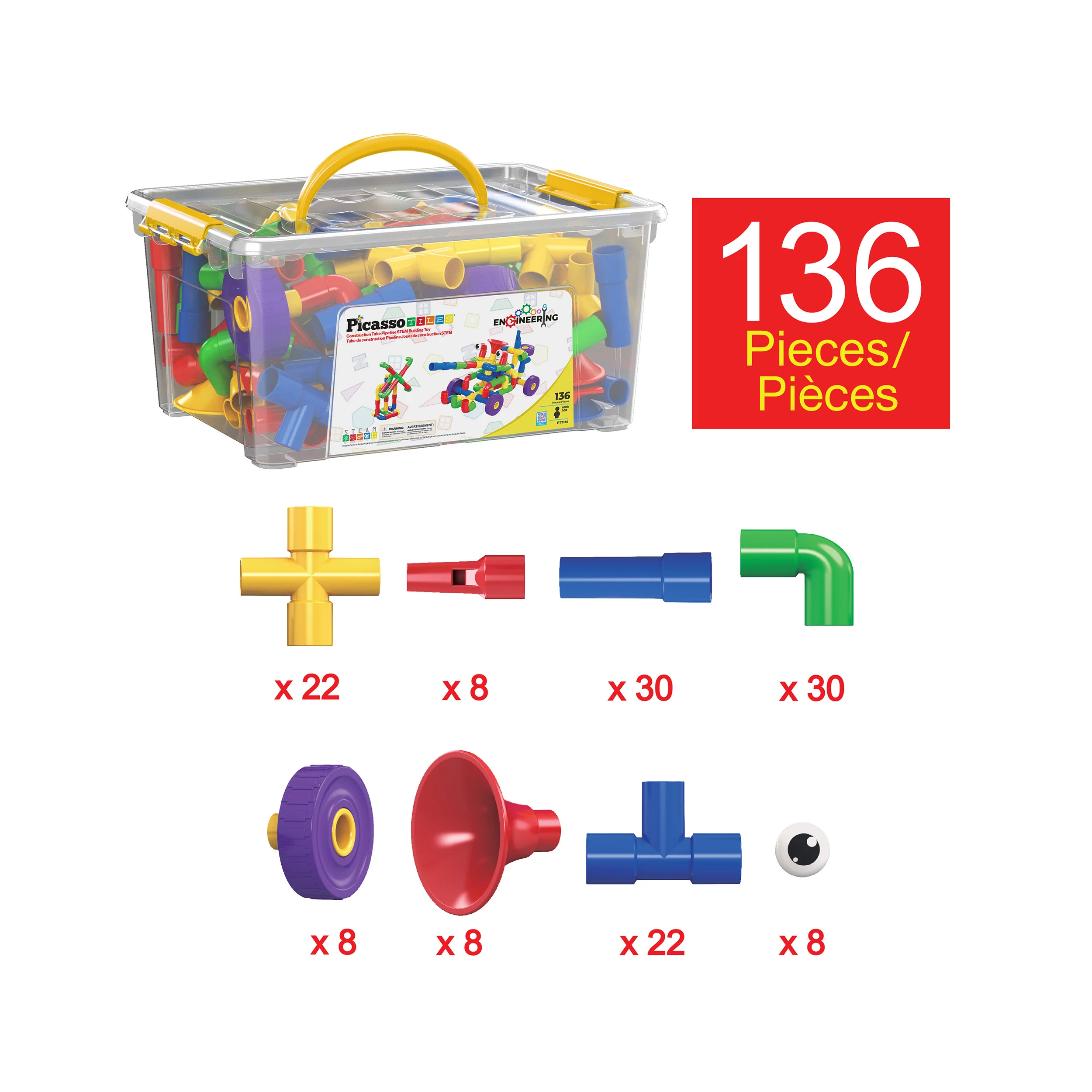 PicassoTiles Tube Building Block w/Musical Kit Pipes Puzzle Toy Set - Image 3