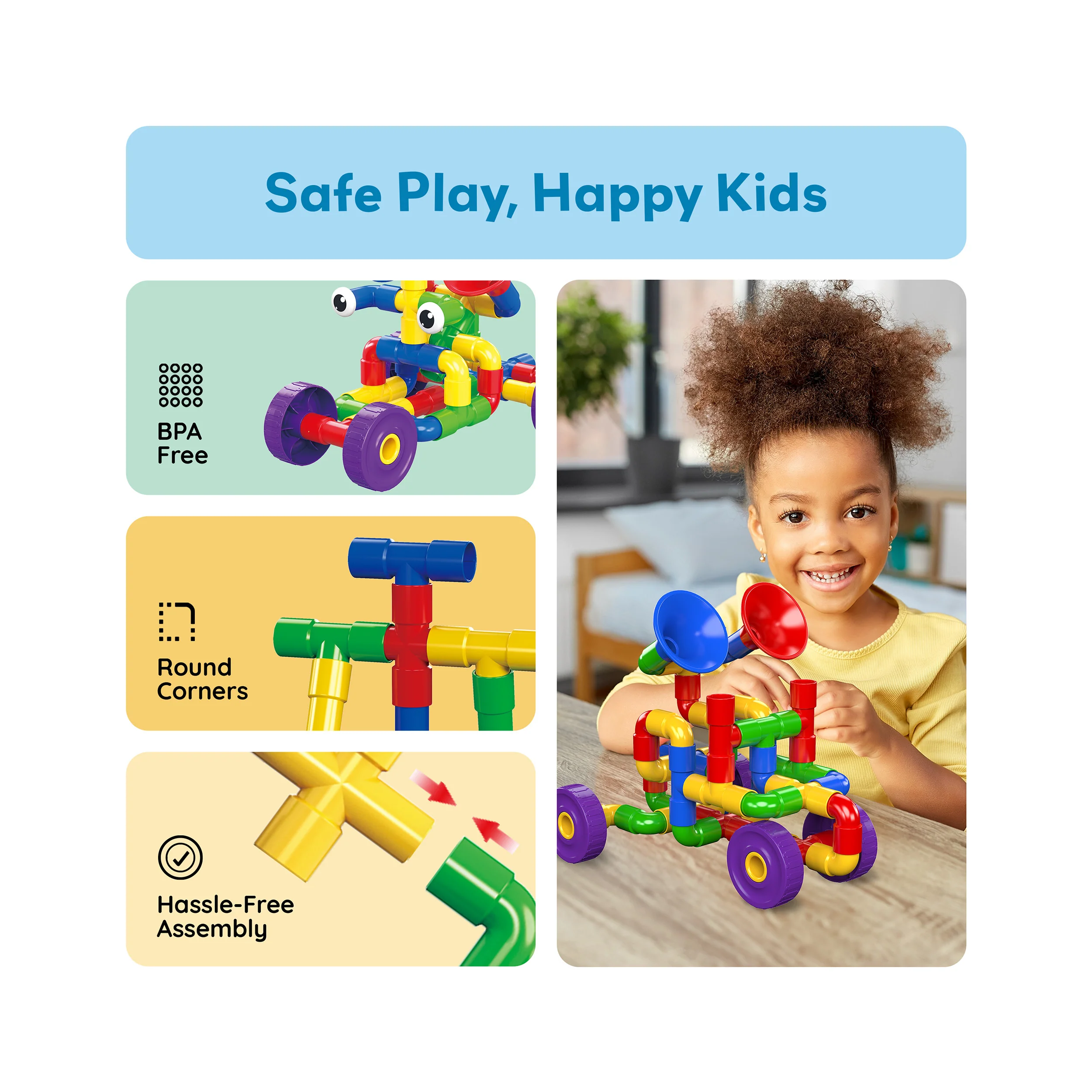 PicassoTiles Tube Building Block w/Musical Kit Pipes Puzzle Toy Set - Image 6