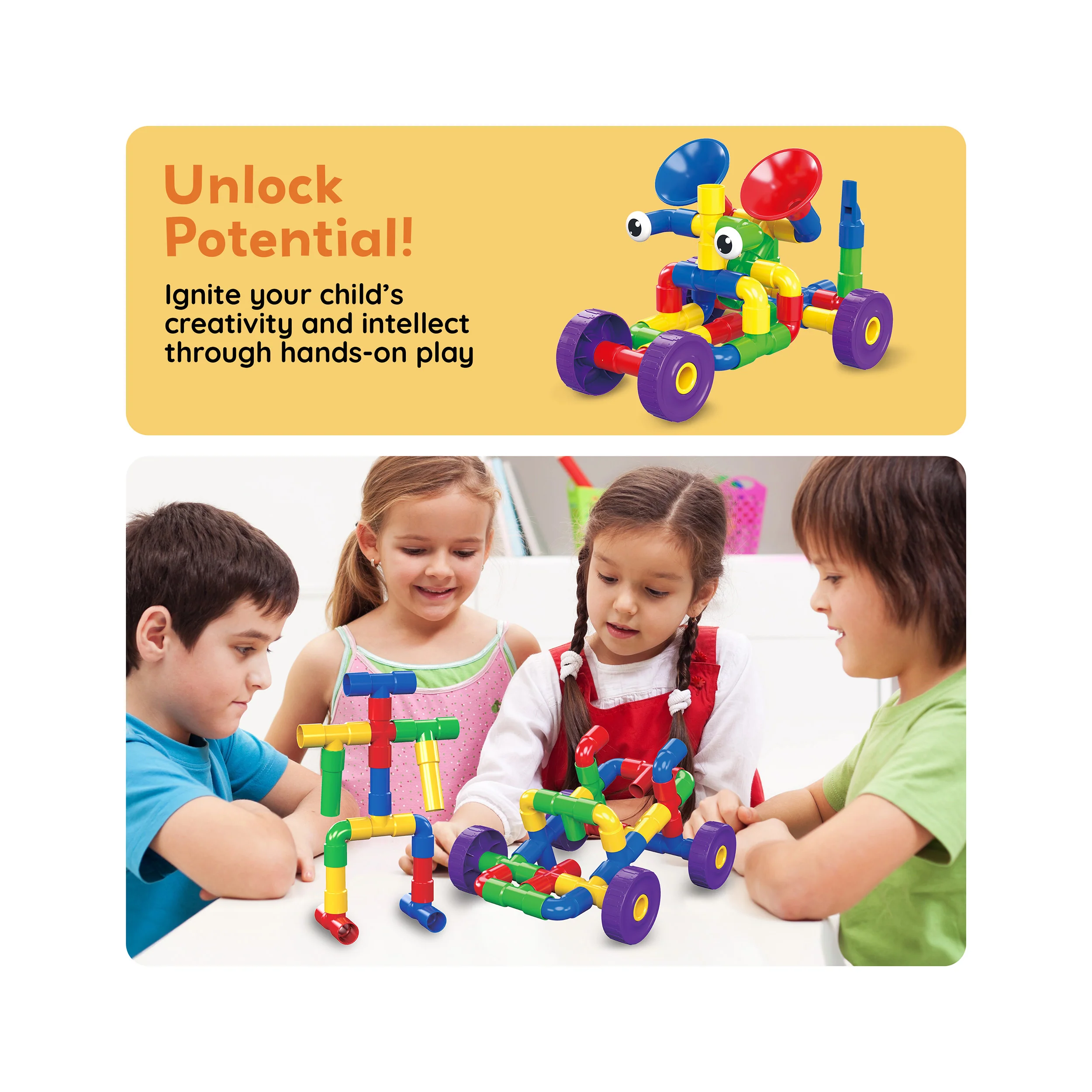 PicassoTiles Tube Building Block w/Musical Kit Pipes Puzzle Toy Set - Image 7