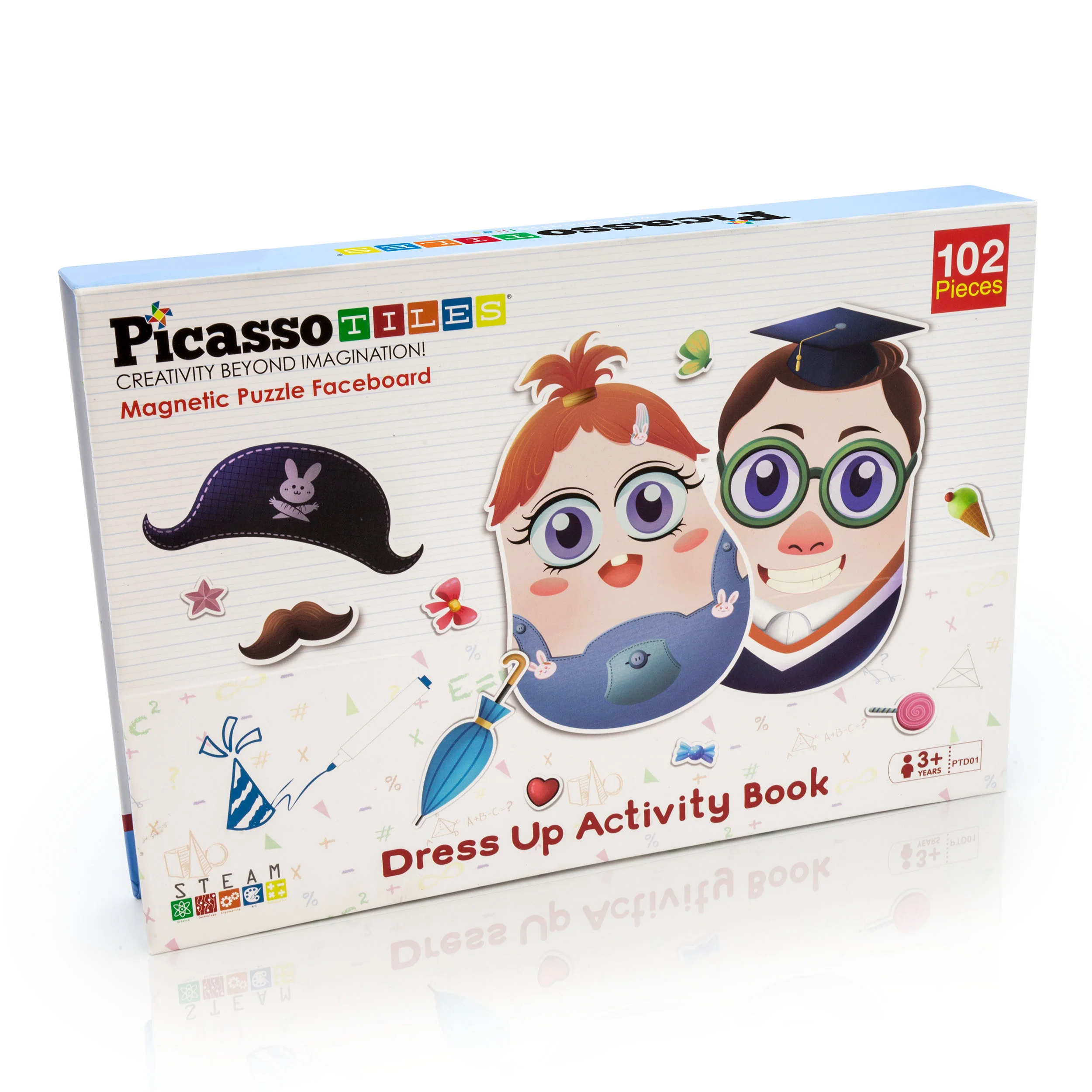 PicassoTiles 102 Piece Magnetic Puzzle Faceboard Game Board Activity Book PTD01 - Image 9