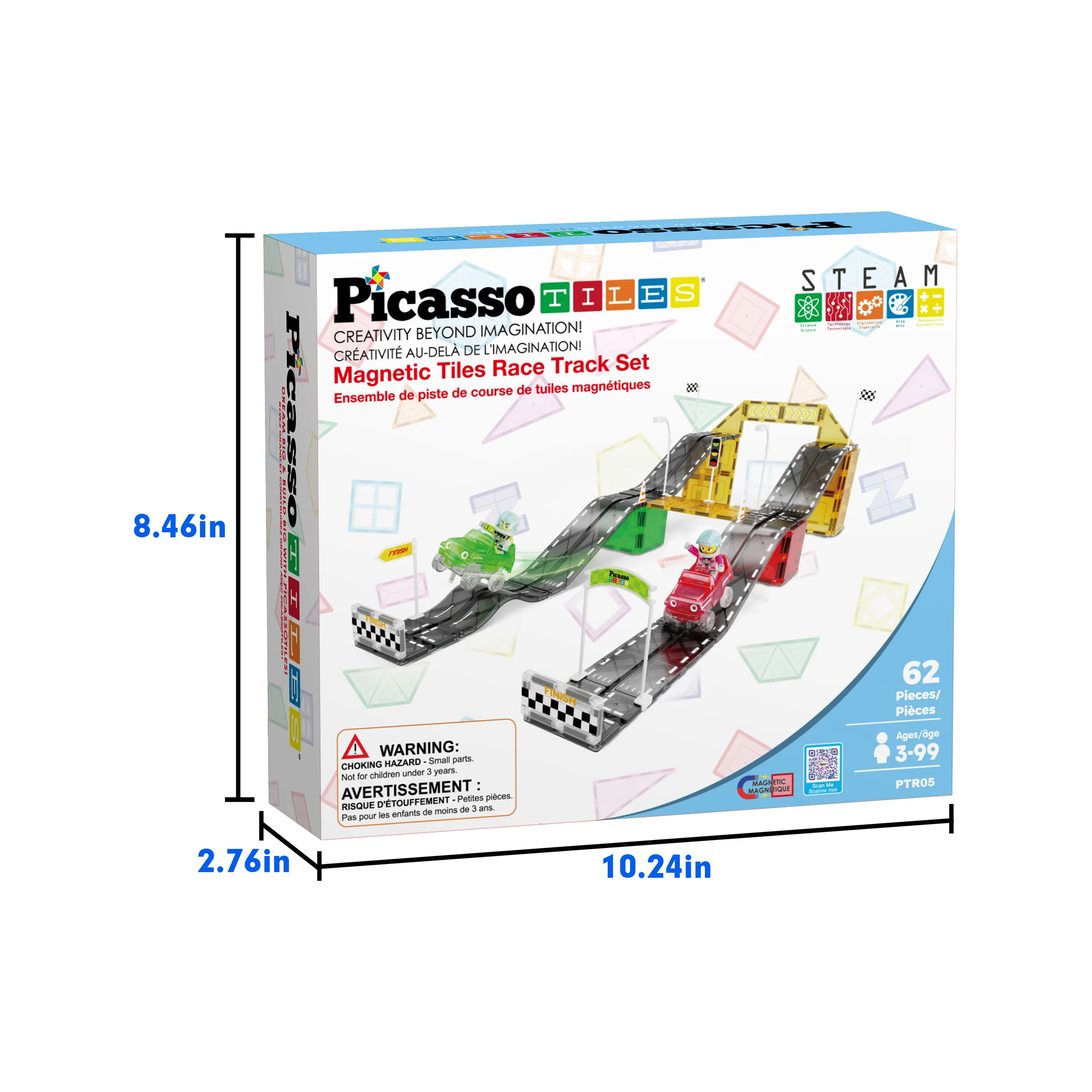 PicassoTiles Magnetic Tile Race Car Track Slider Building Set - Image 7