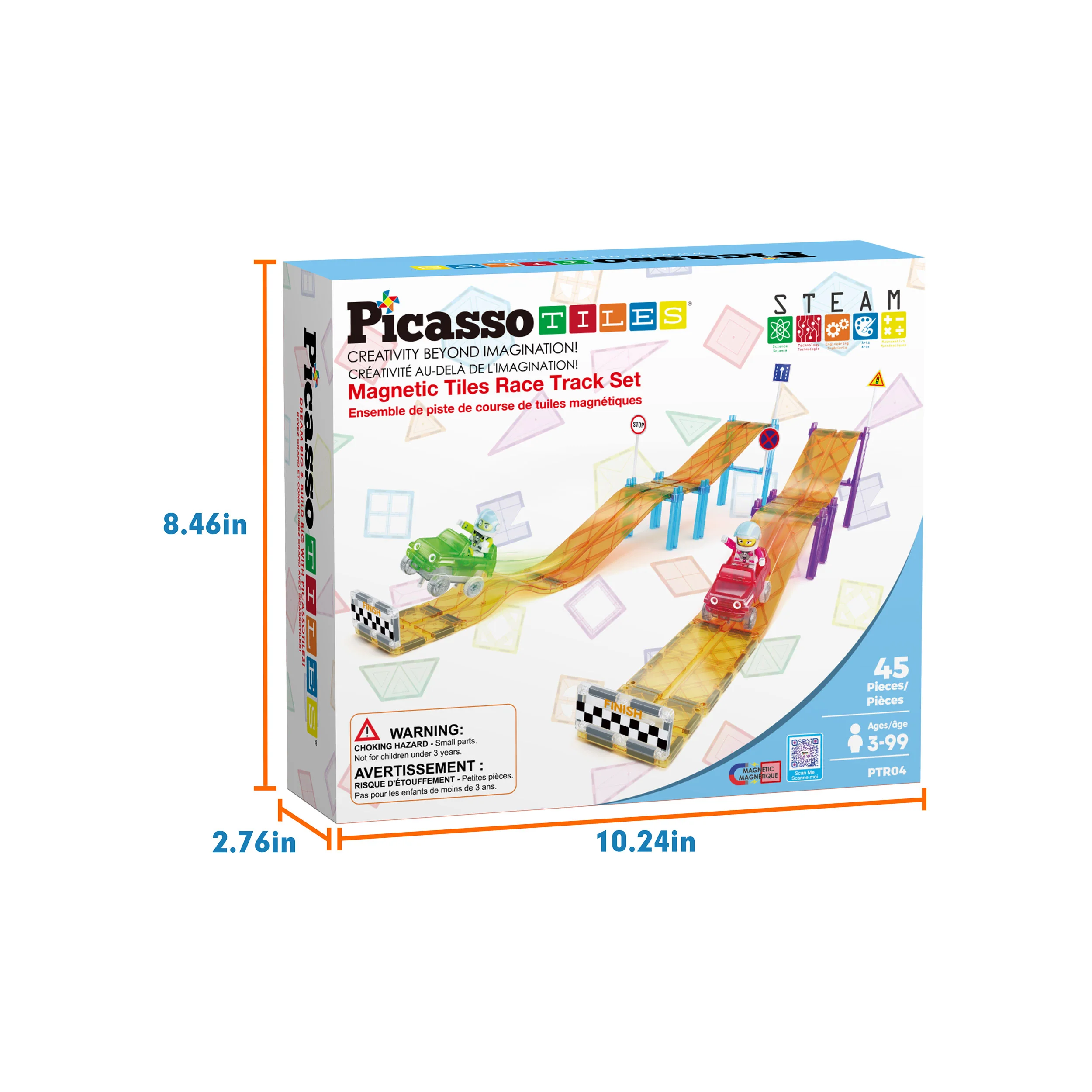 PicassoTiles Sloped Race Car Tracks for Racing Playset - 45 Pieces - Image 7