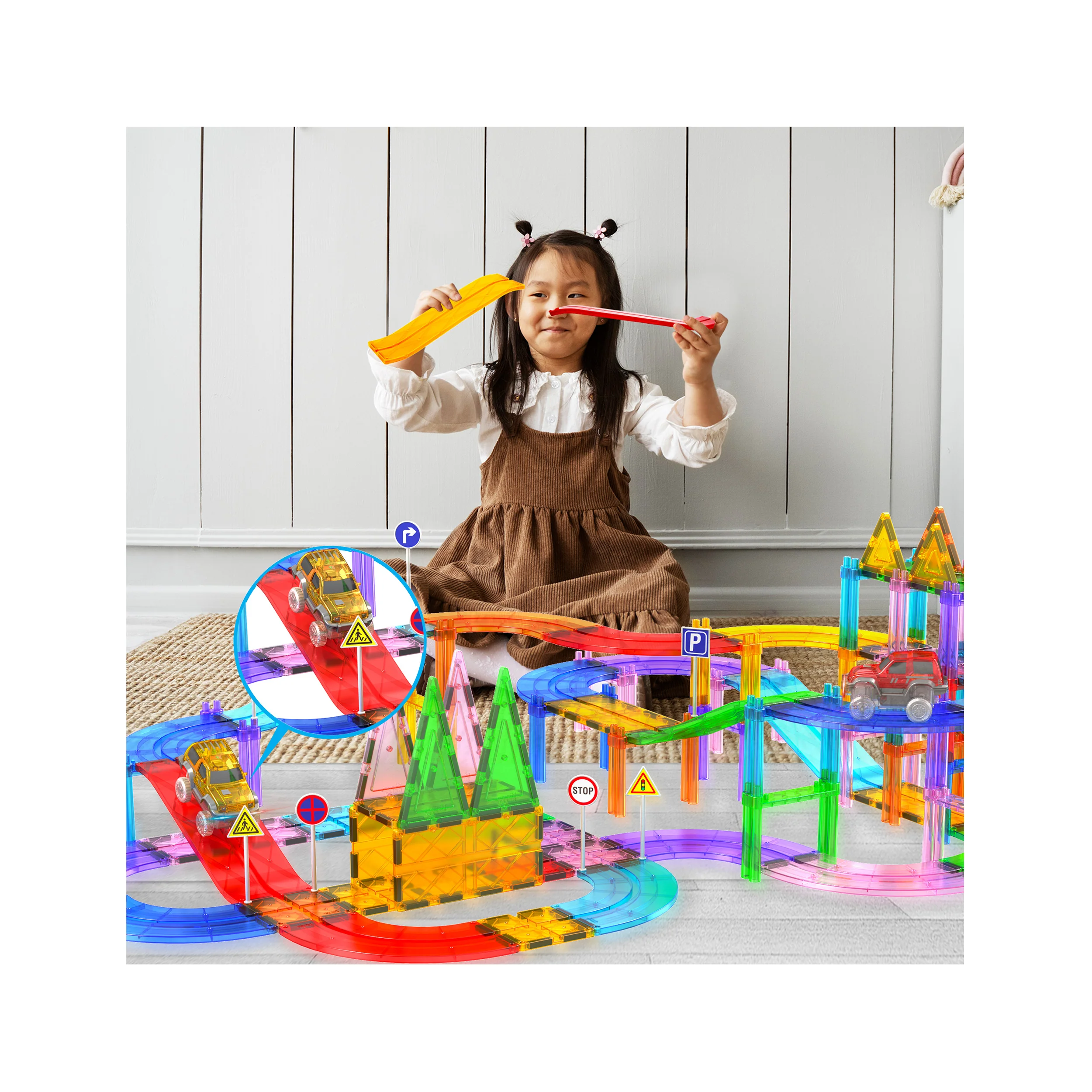 PicassoTiles Magnetic Race Track Expansion Set Ramps (6 Pieces) - Image 2
