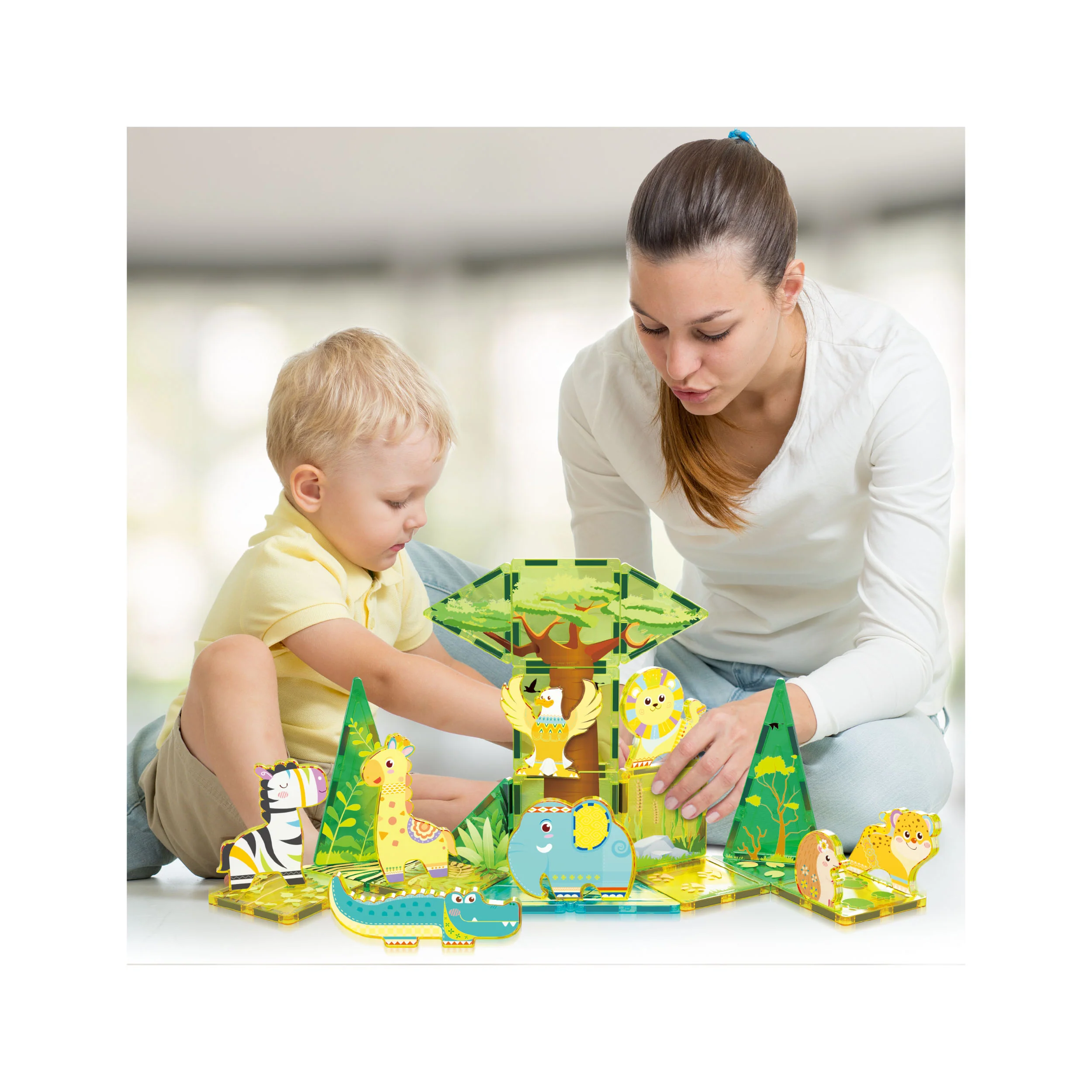 PicassoTiles Safari Explorer Magnetic Tile Building Blocks Playset - Image 2
