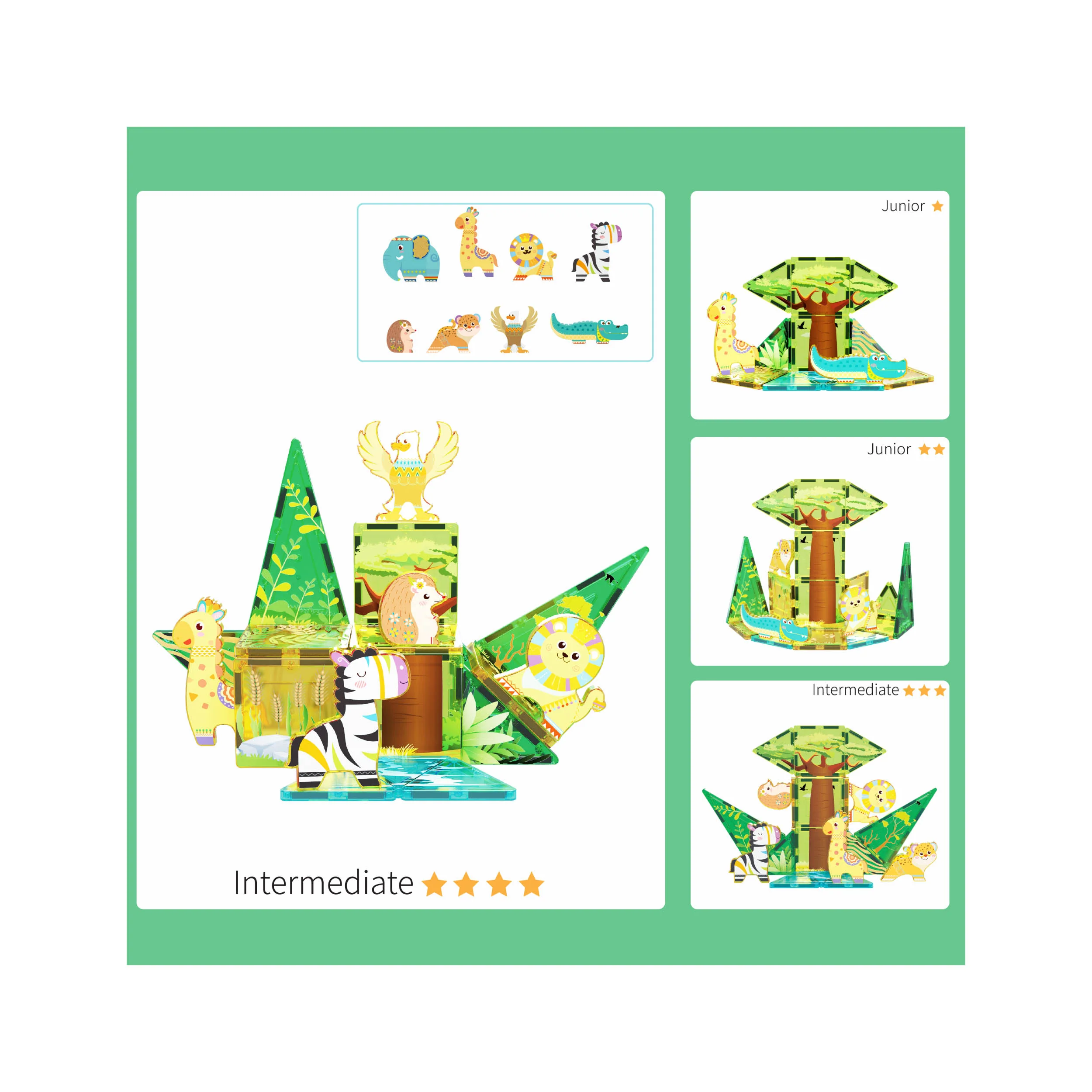 PicassoTiles Safari Explorer Magnetic Tile Building Blocks Playset - Image 5