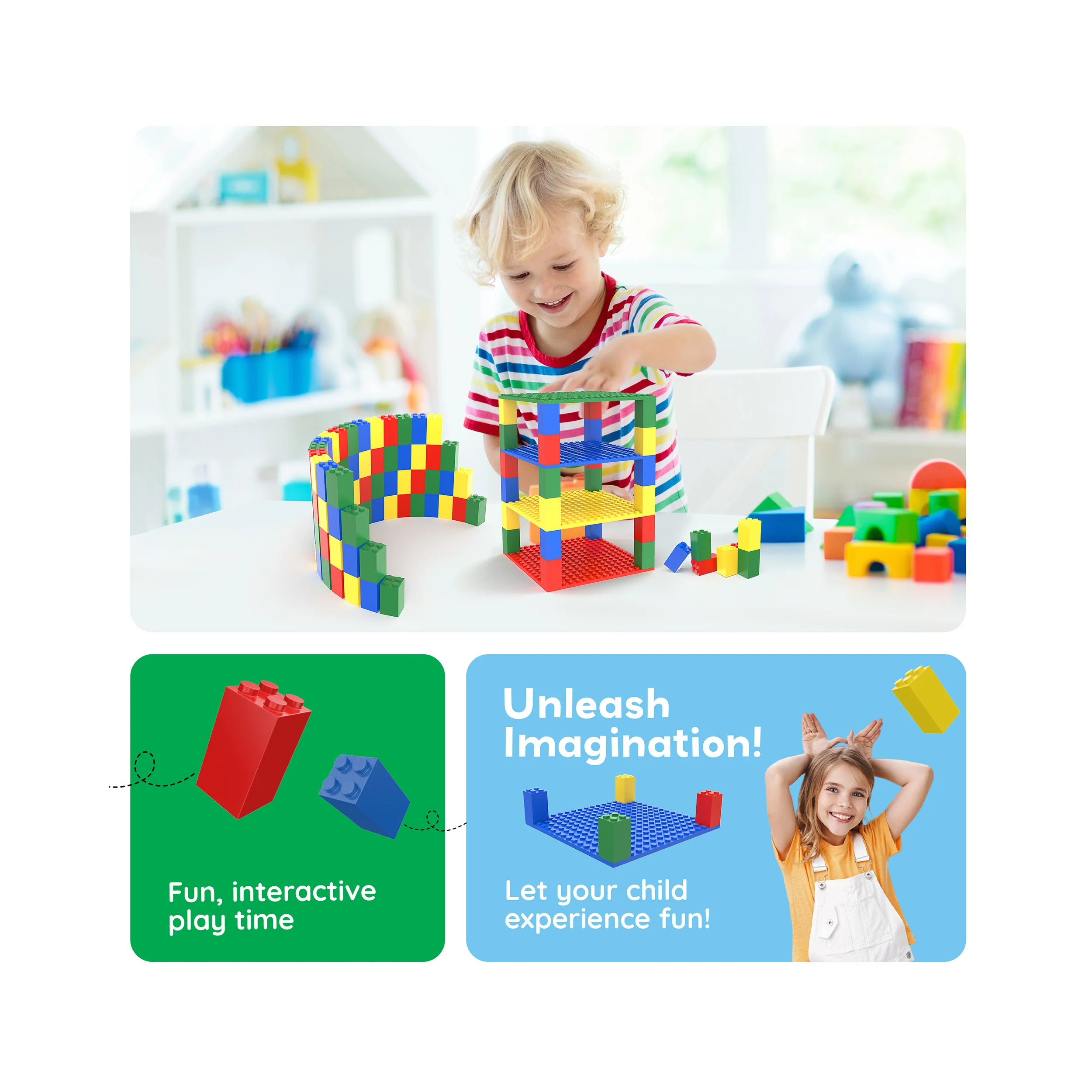 PicassoTiles Stackable 5"x5" Base Plates Playset for Building Bricks - Image 5