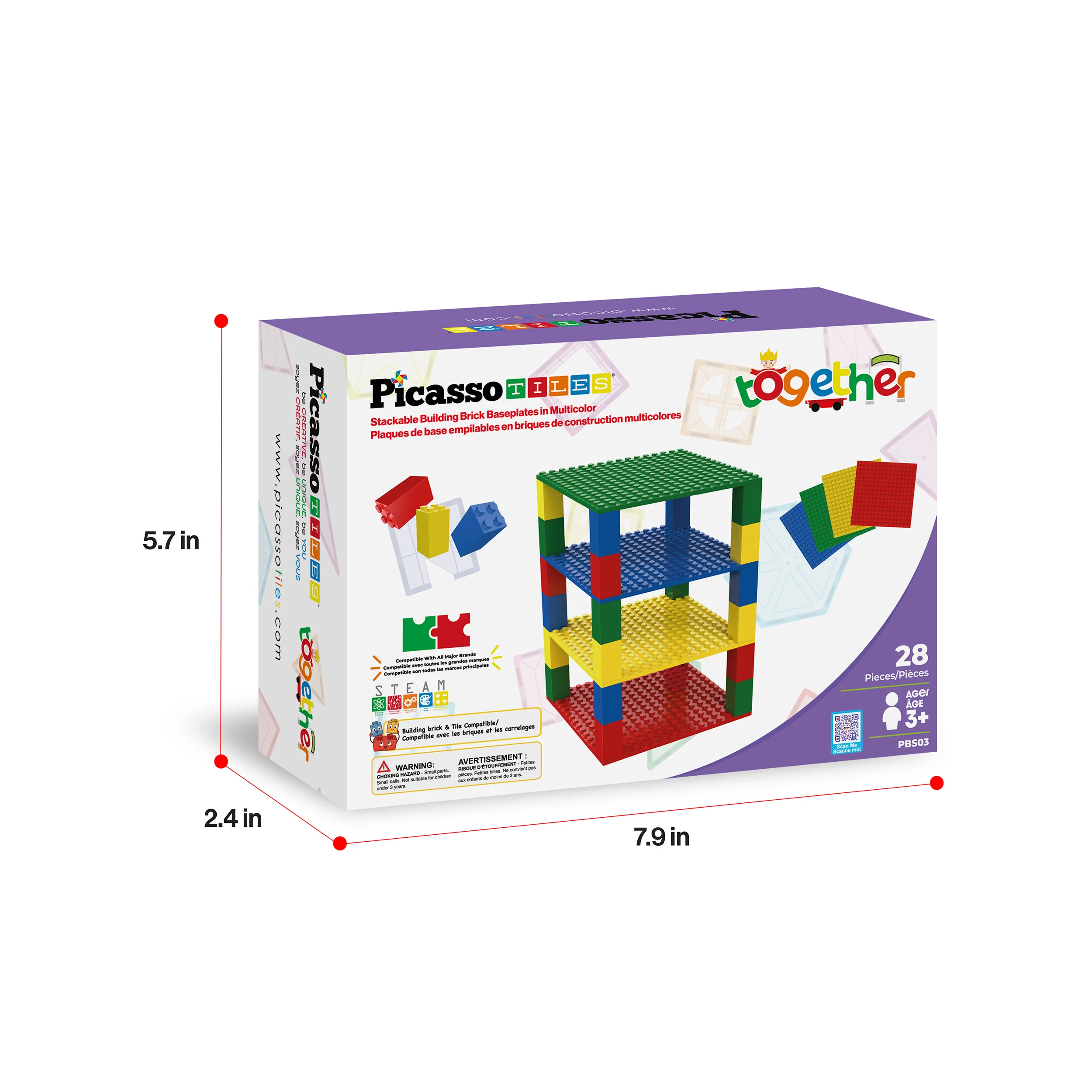 PicassoTiles Stackable 5"x5" Base Plates Playset for Building Bricks - Image 7
