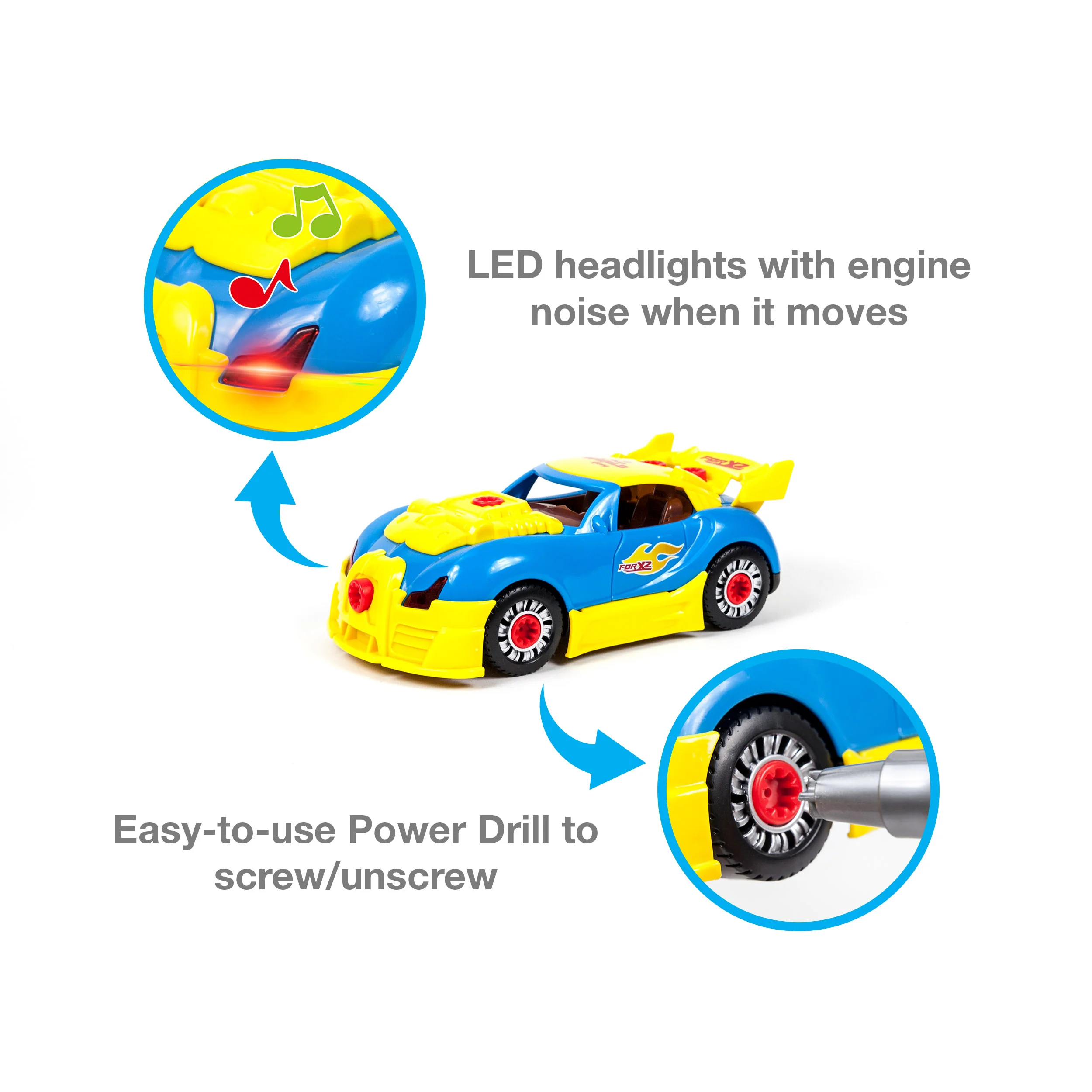 PicassoTiles LED Race Car Take-Apart Kit with Toy Drill - Image 7