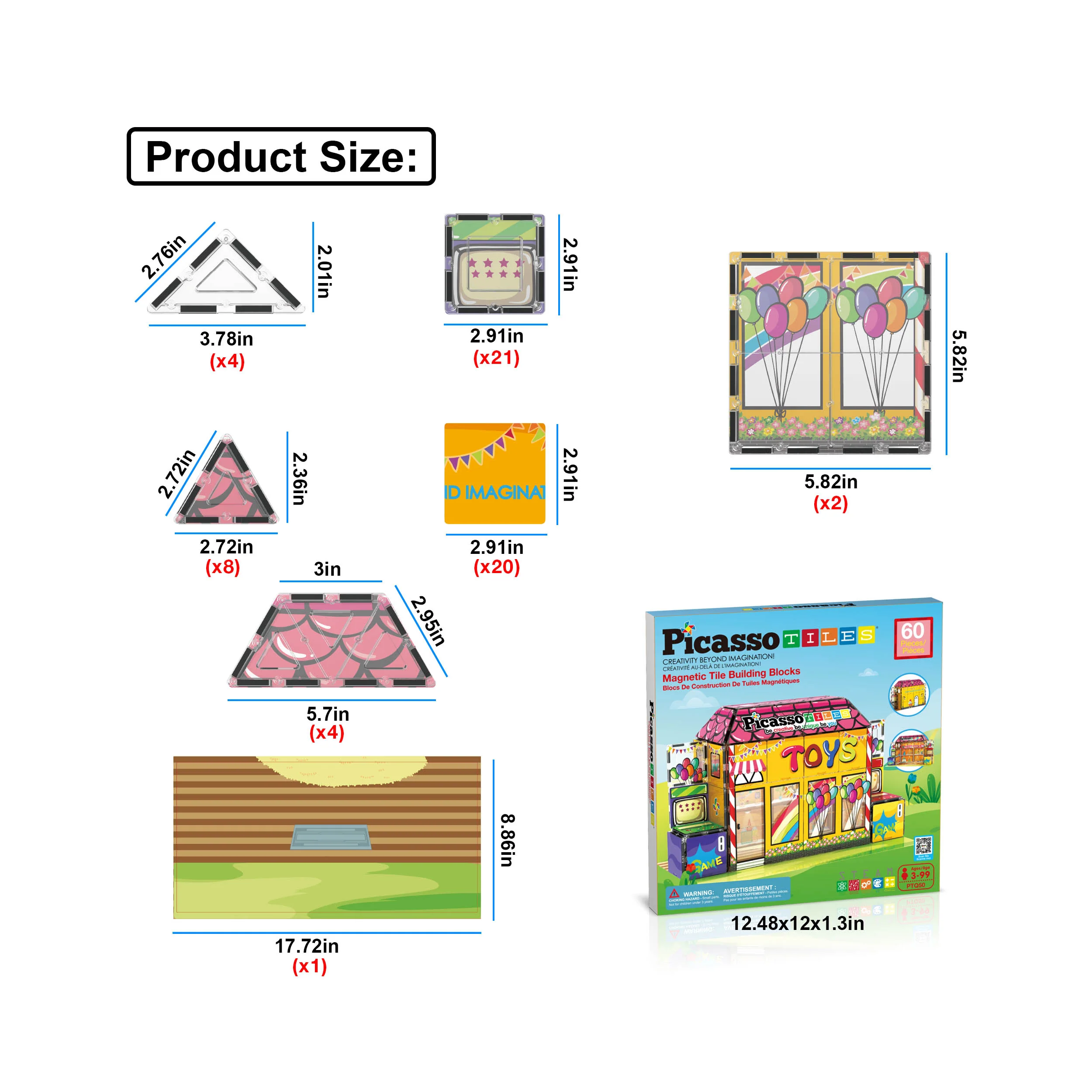 PicassoTiles Toy Store Magnetic Adventure Building Set - 60 Pieces - Image 5