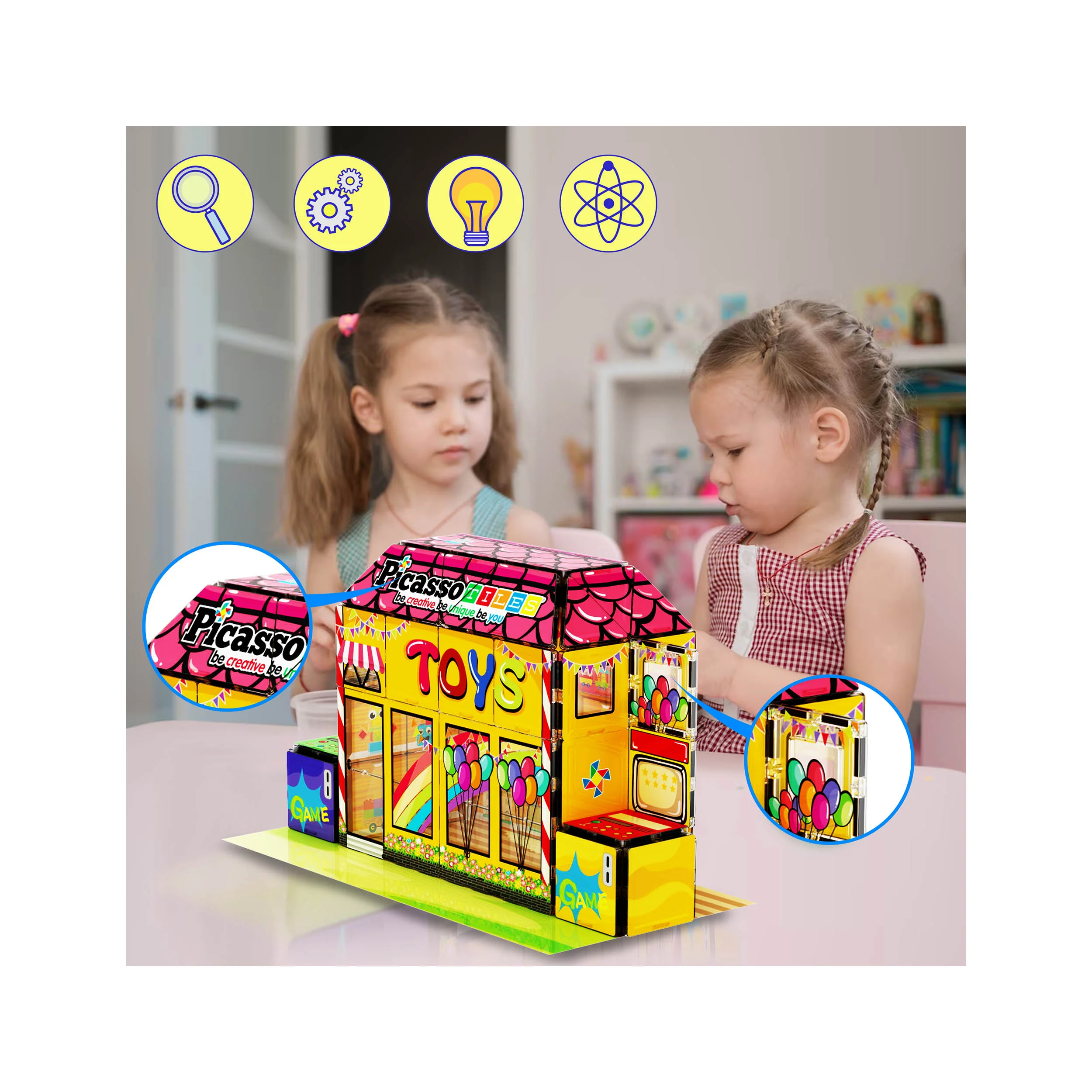 PicassoTiles Toy Store Magnetic Adventure Building Set - 60 Pieces - Image 6