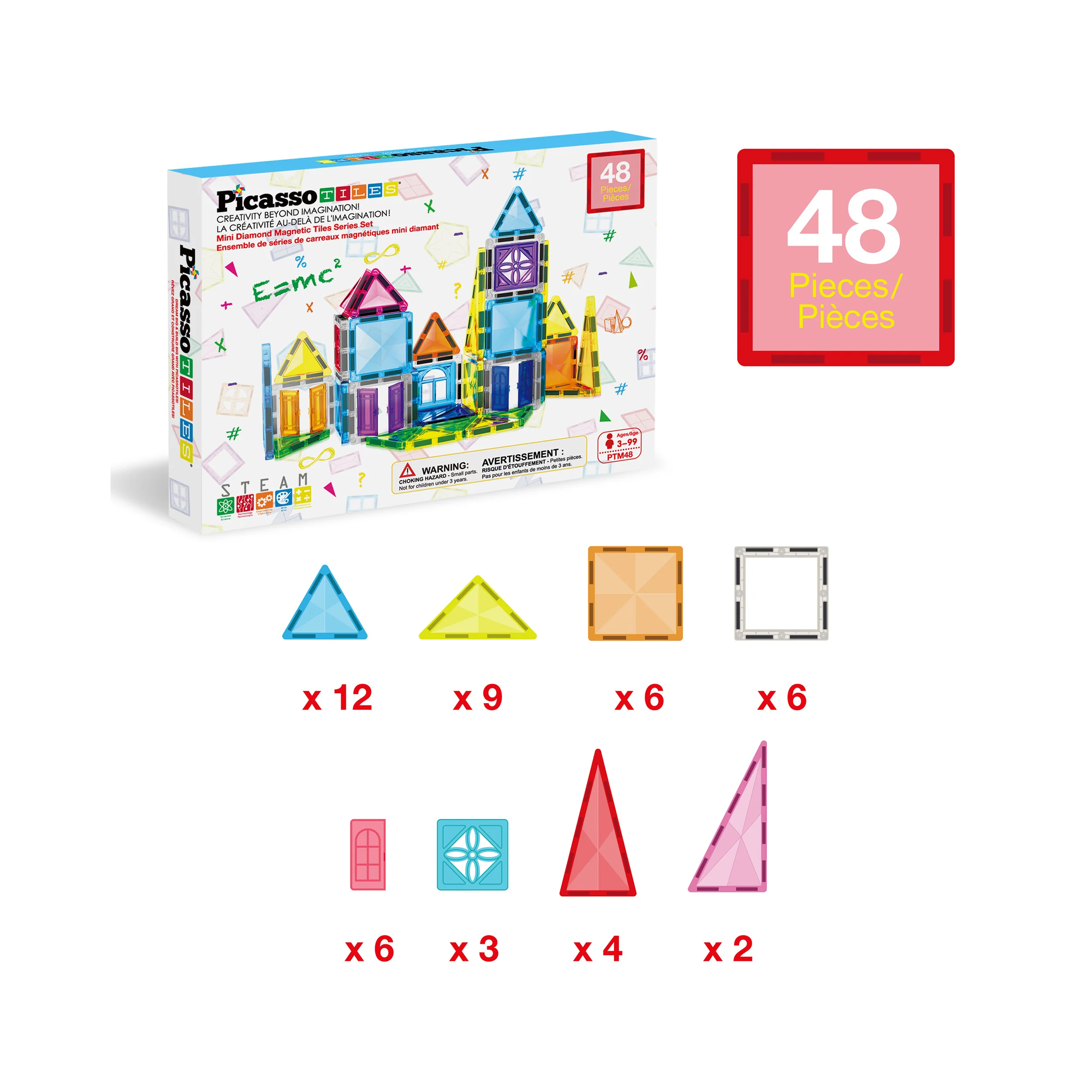 PicassoTiles Travel Size Magnetic Tiles Toy with Windows and Clip-On Doors - 48 Pieces - Image 3