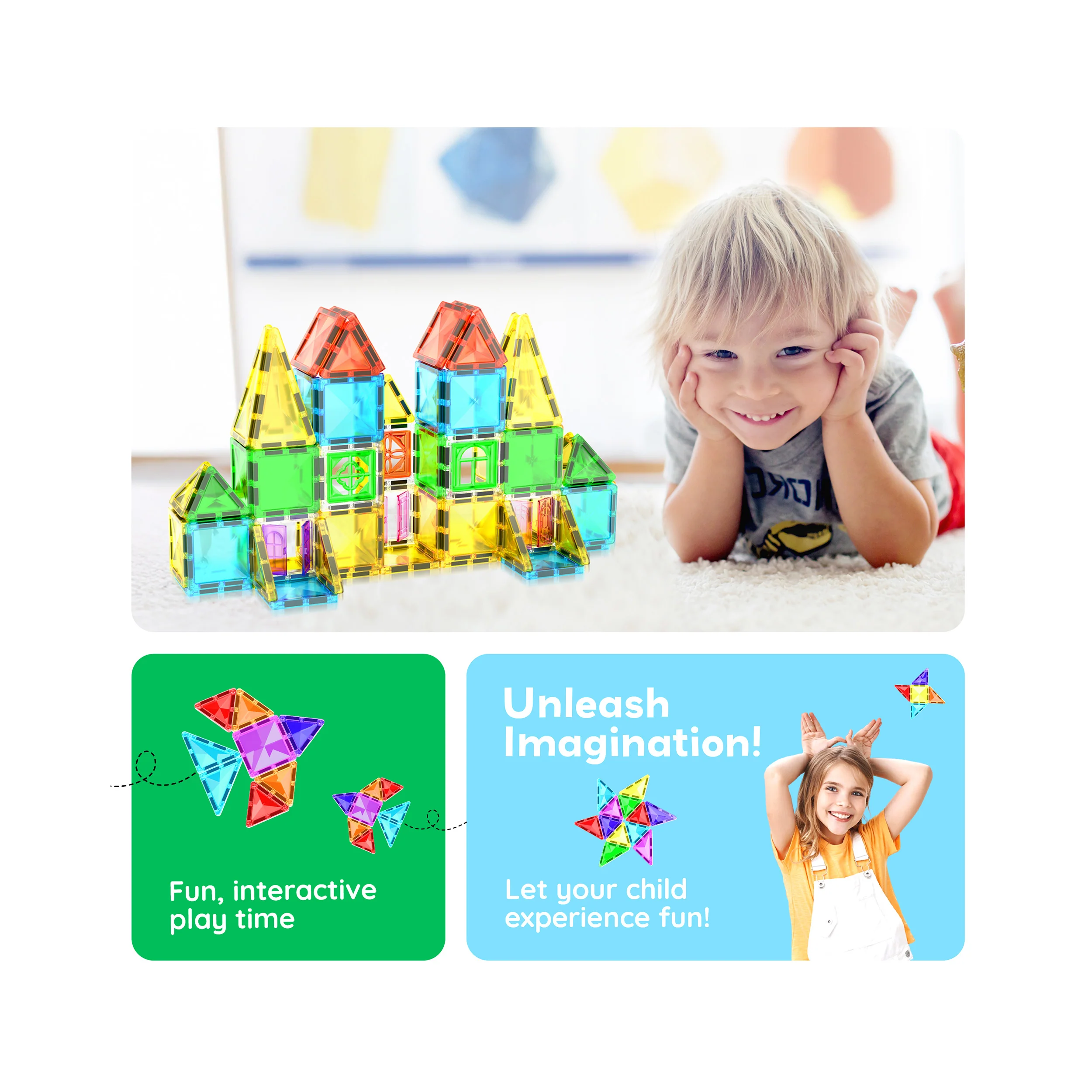 PicassoTiles Travel Size Magnetic Tiles Toy with Windows and Clip-On Doors - 48 Pieces - Image 5