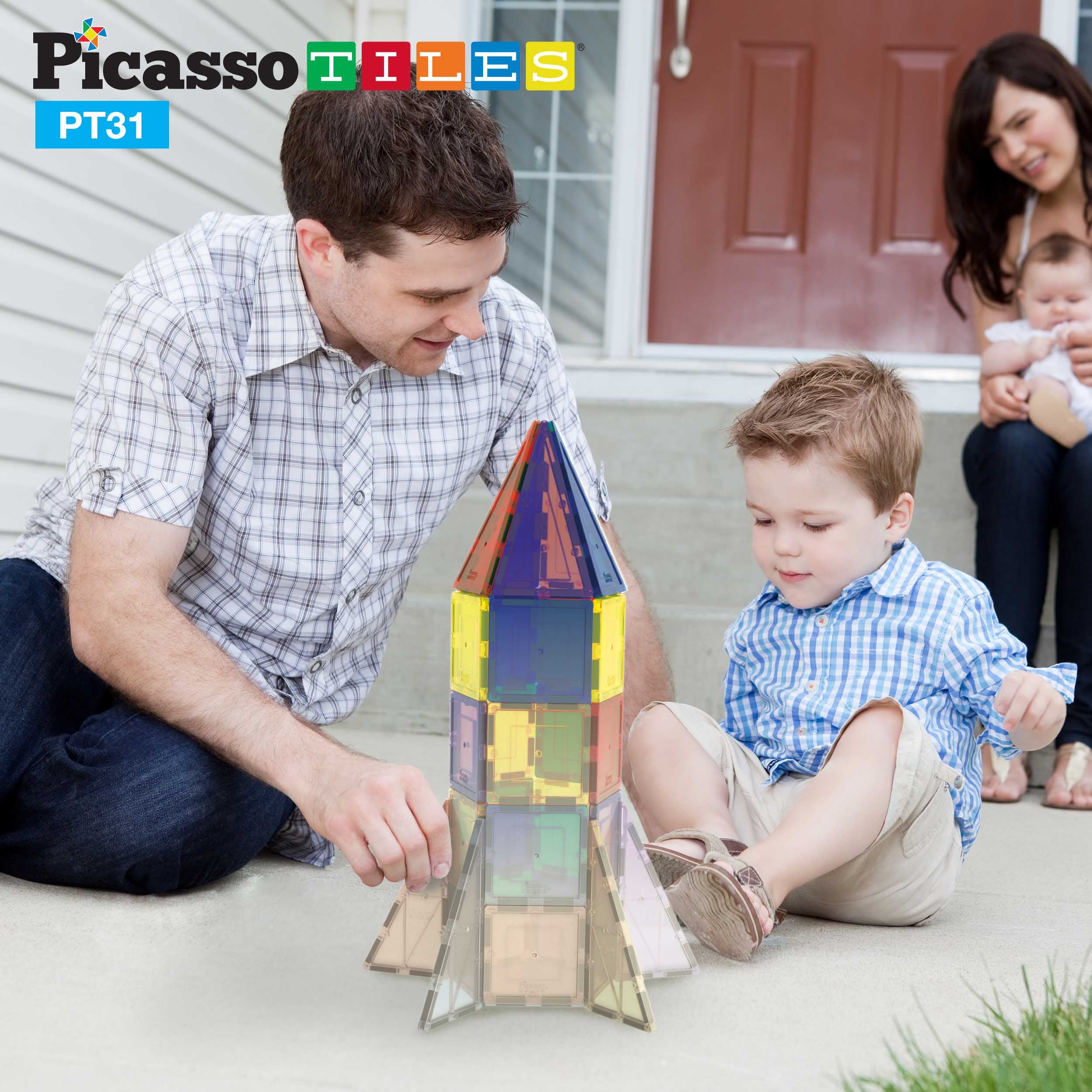 PicassoTiles Magnet Tile UV Activated Color Changing Rocket - Image 2