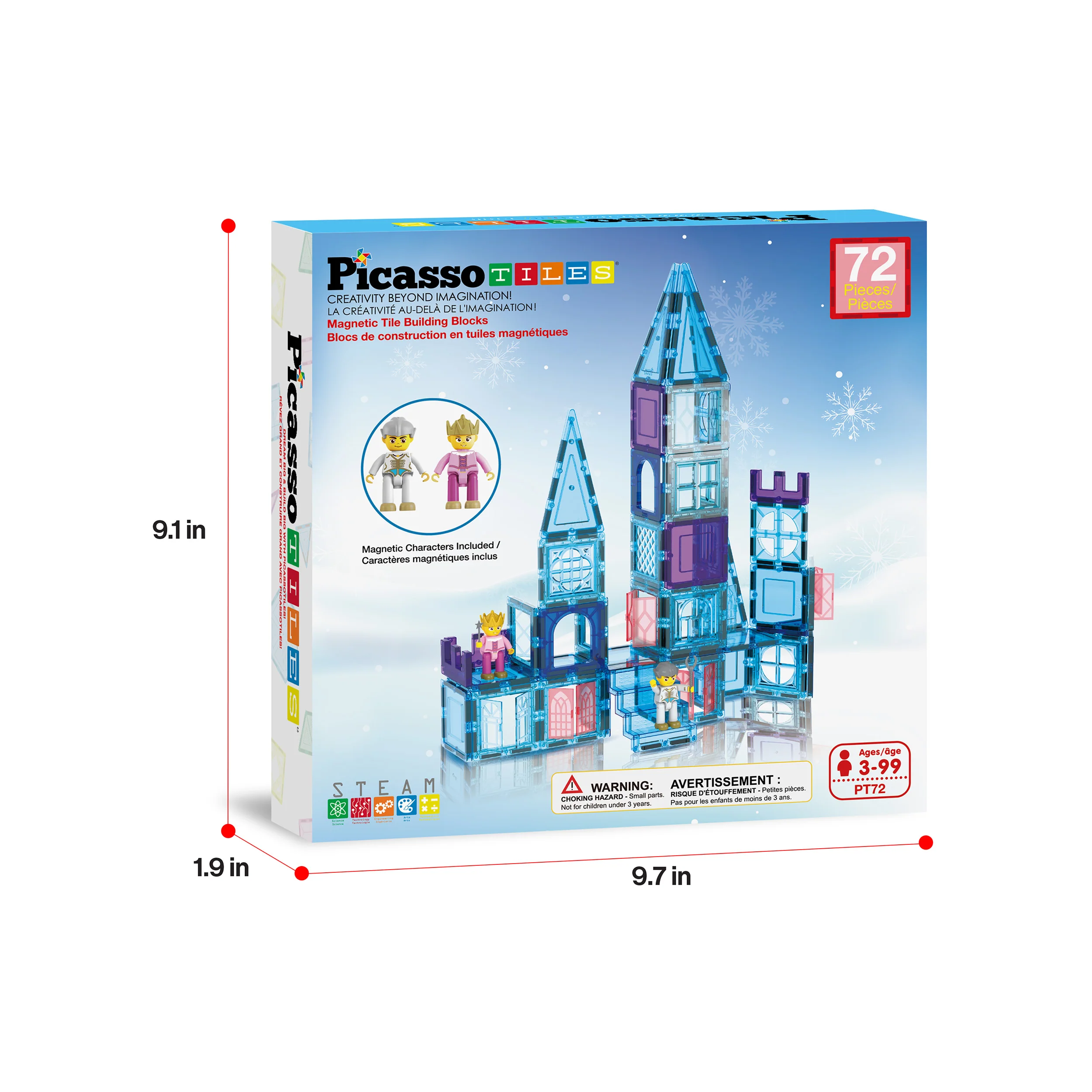 PicassoTiles 72pc Magnetic Tiles Winter Ice Castle Set - Image 9