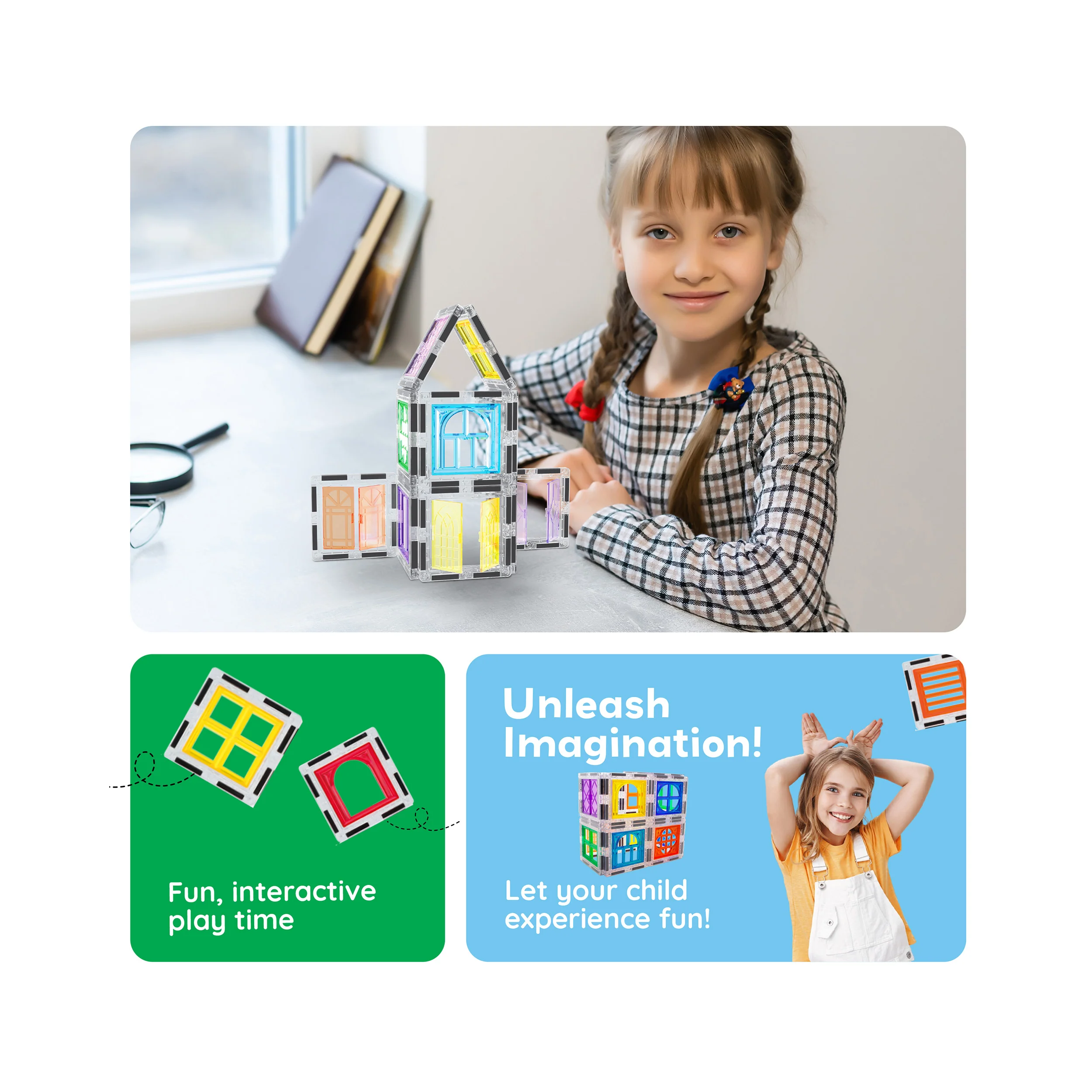 PicassoTiles 30-Piece Magnetic Tile Set (Windows & Doors) - Image 5